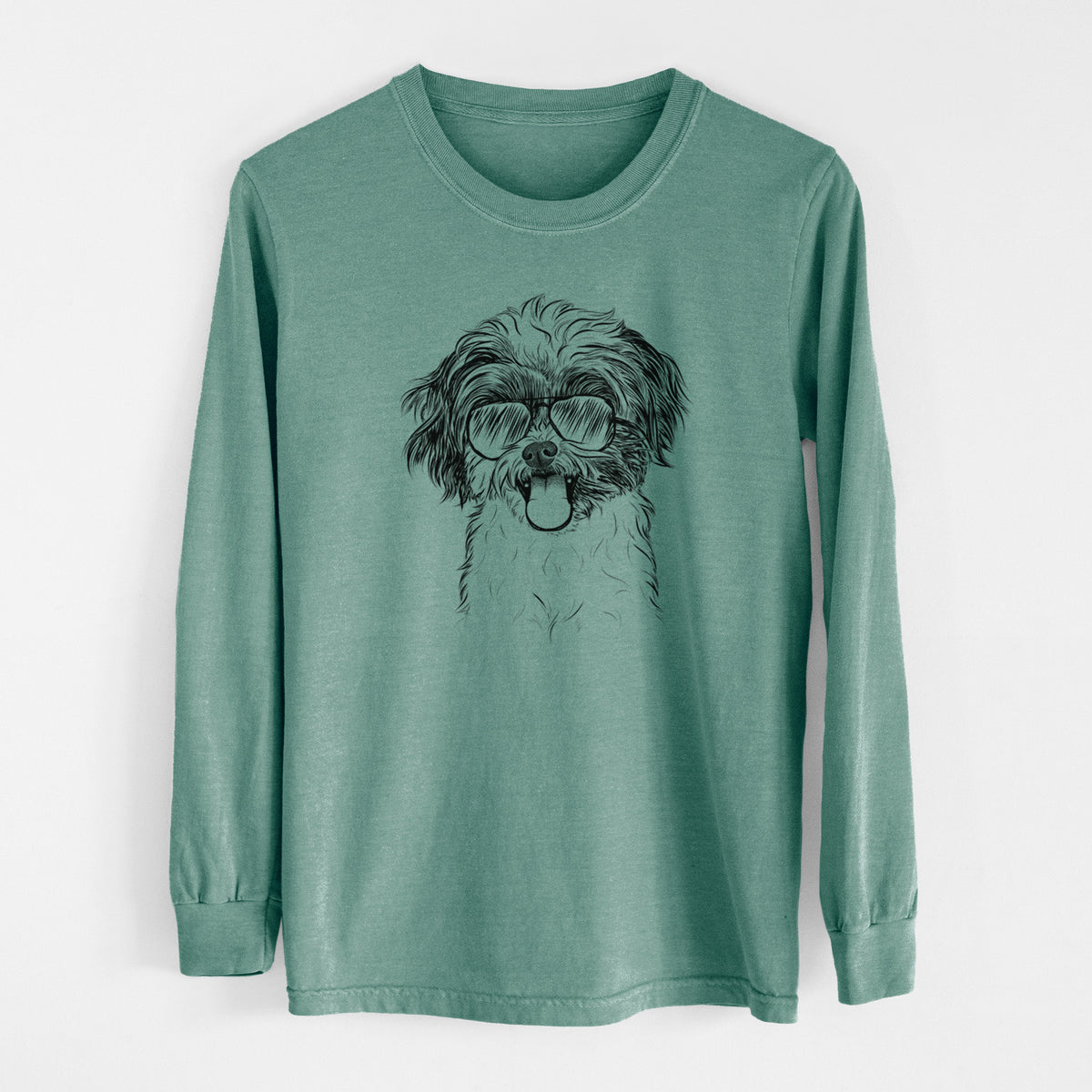 Aviator Pepper the Shihpoo - Men's Heavyweight 100% Cotton Long Sleeve