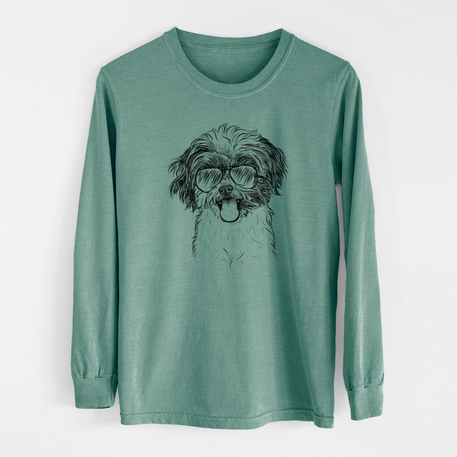 Aviator Pepper the Shihpoo - Men's Heavyweight 100% Cotton Long Sleeve