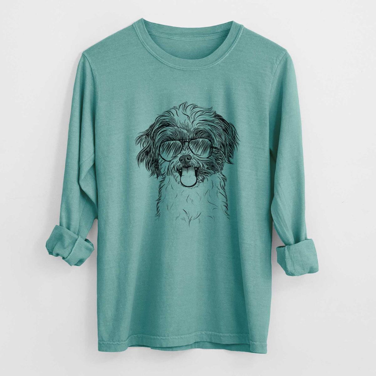 Aviator Pepper the Shihpoo - Men's Heavyweight 100% Cotton Long Sleeve