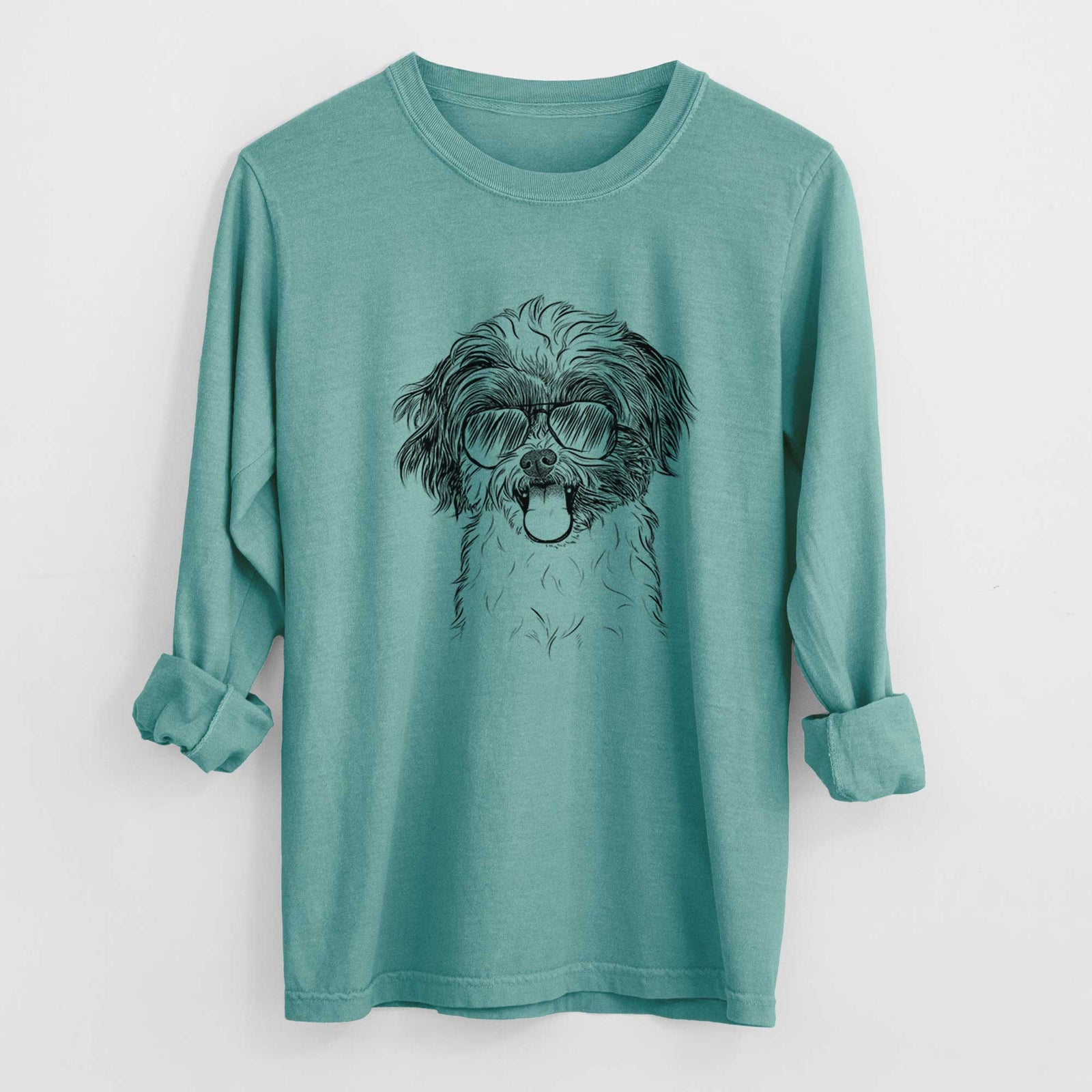 Aviator Pepper the Shihpoo - Men's Heavyweight 100% Cotton Long Sleeve