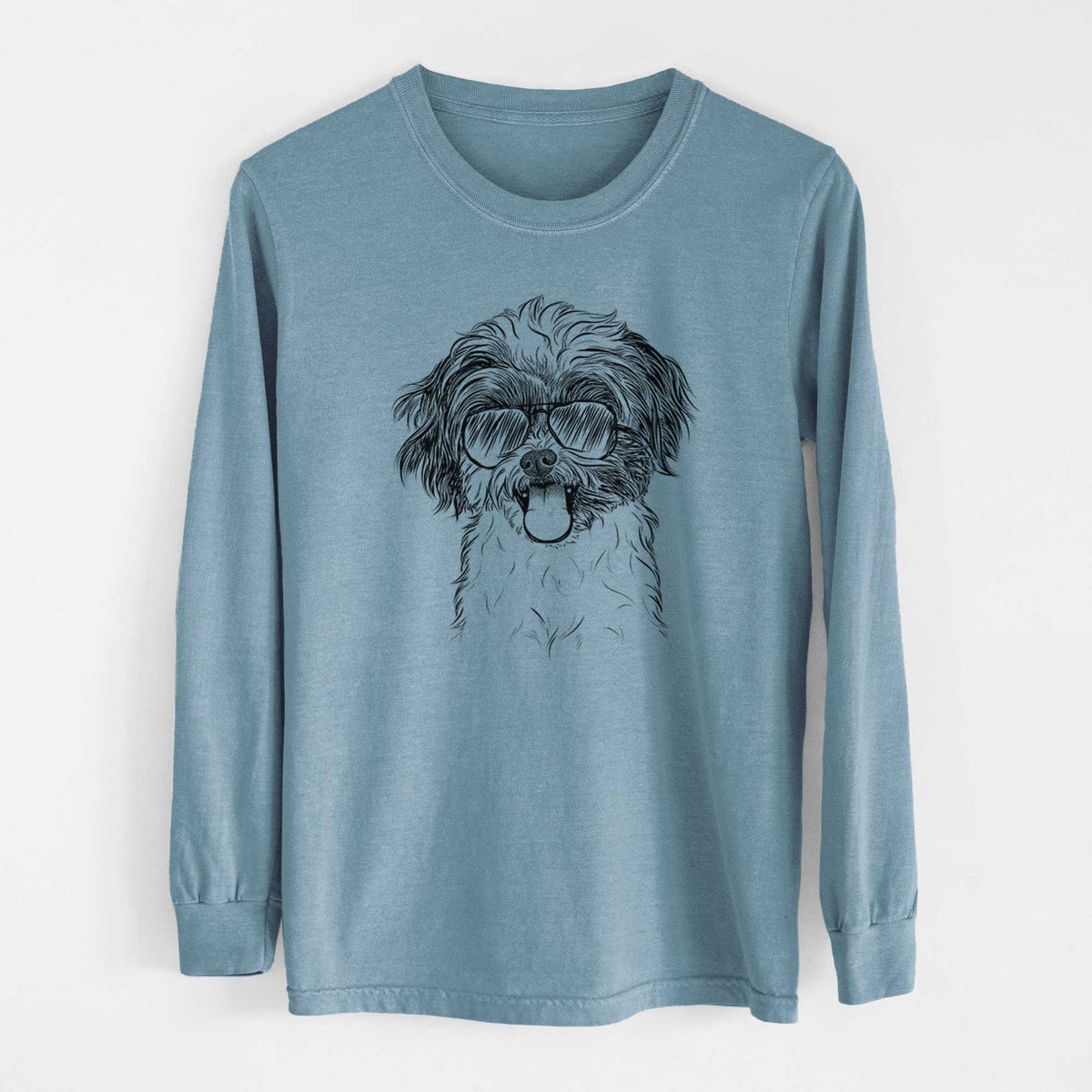 Aviator Pepper the Shihpoo - Men's Heavyweight 100% Cotton Long Sleeve