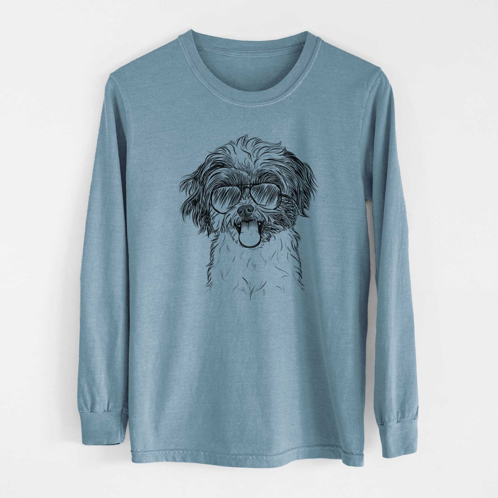 Aviator Pepper the Shihpoo - Men's Heavyweight 100% Cotton Long Sleeve