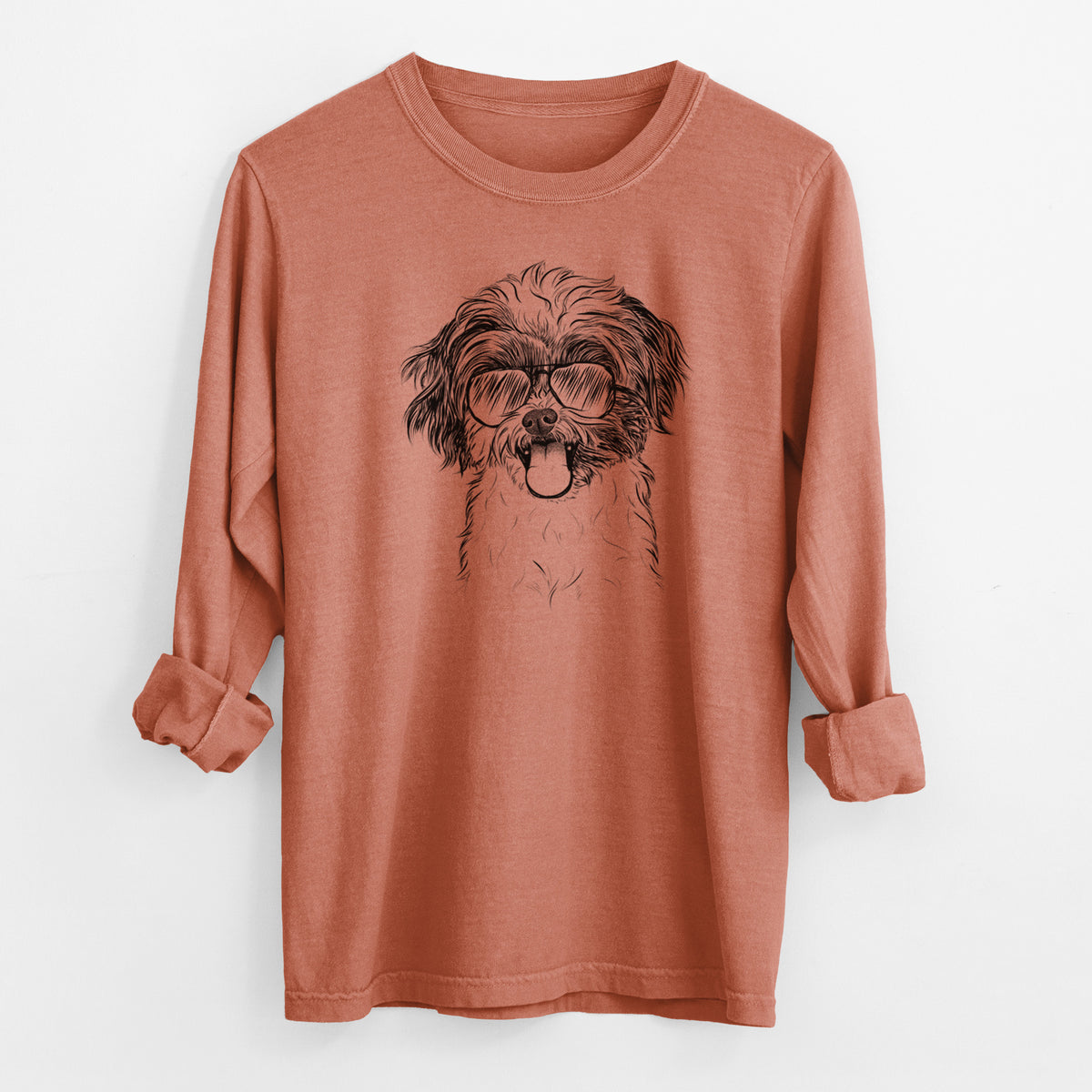 Aviator Pepper the Shihpoo - Men's Heavyweight 100% Cotton Long Sleeve