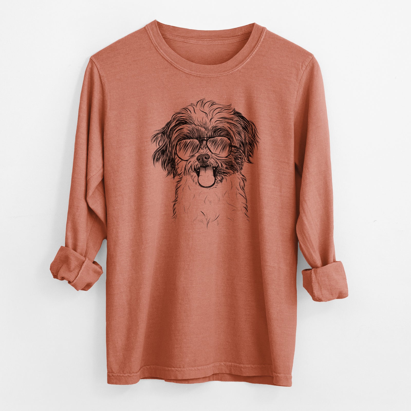 Aviator Pepper the Shihpoo - Men's Heavyweight 100% Cotton Long Sleeve