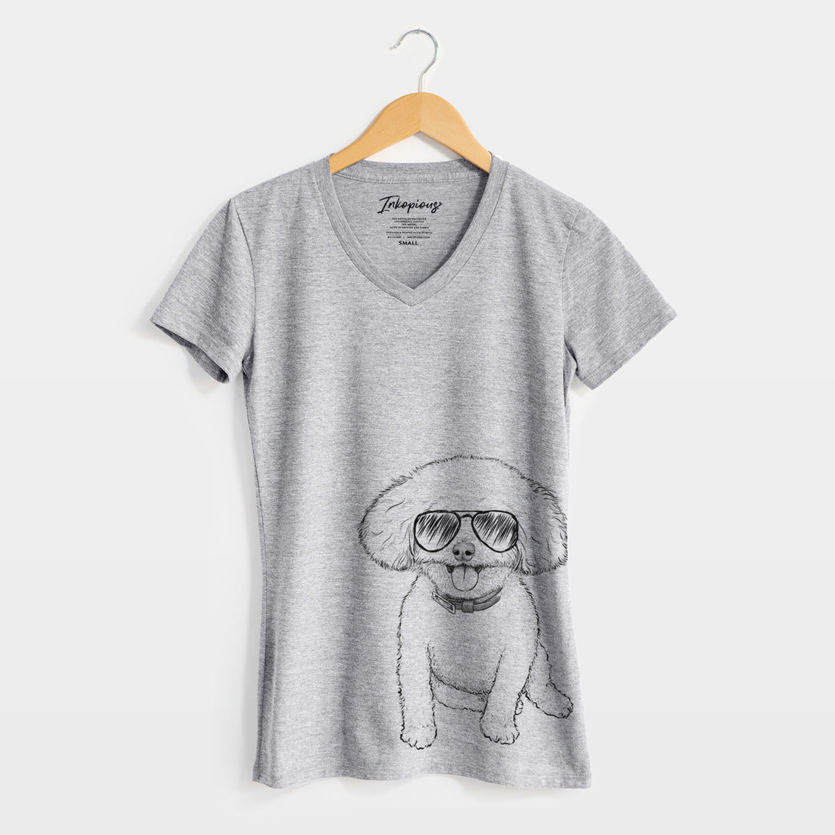 Aviator Peyton the Bichon Frise - Women&#39;s V-neck Shirt