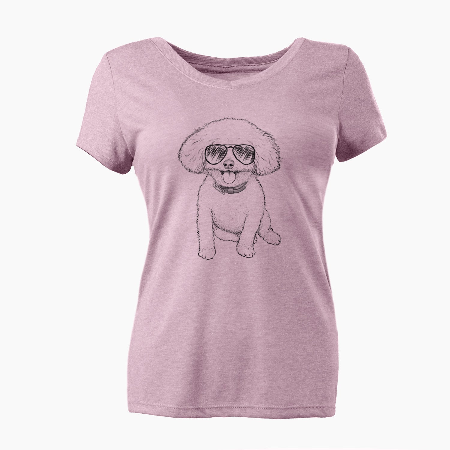 Aviator Peyton the Bichon Frise - Women's V-neck Shirt