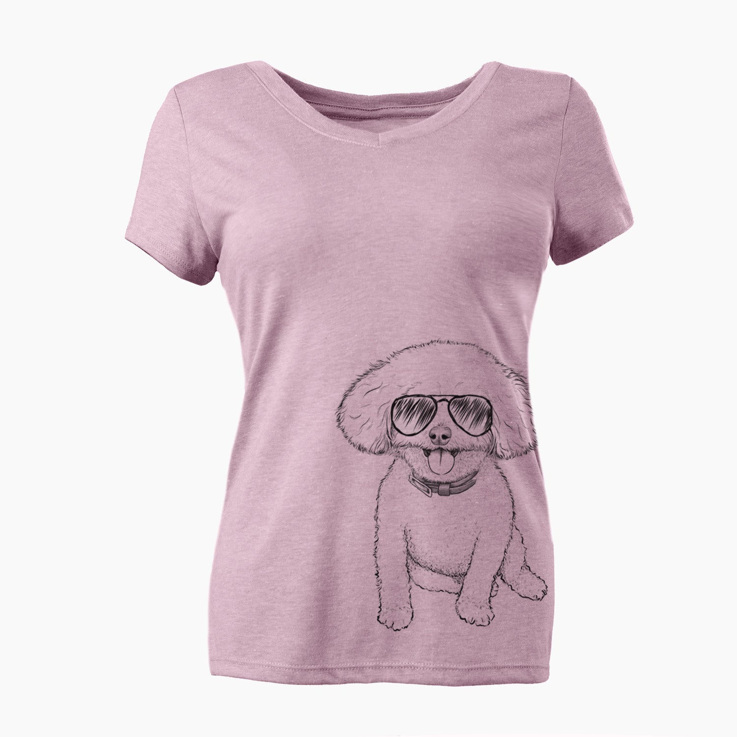 Aviator Peyton the Bichon Frise - Women's V-neck Shirt