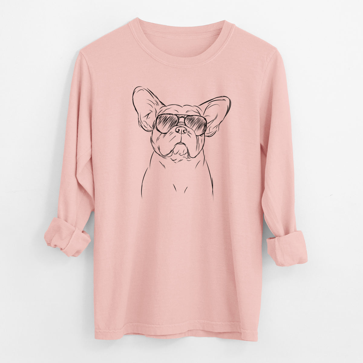 Aviator Pierre the French Bulldog - Men's Heavyweight 100% Cotton Long Sleeve