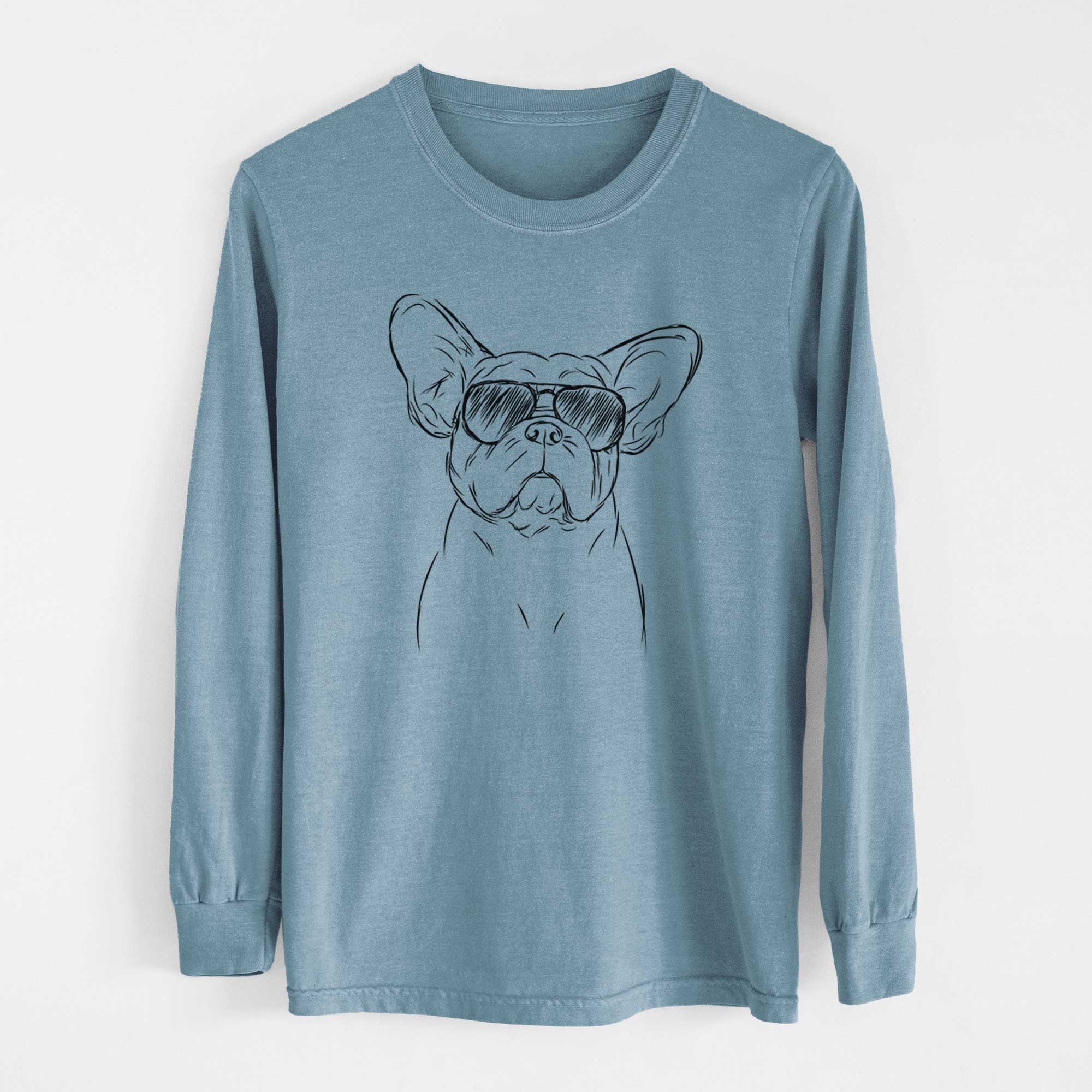 Aviator Pierre the French Bulldog - Men's Heavyweight 100% Cotton Long Sleeve