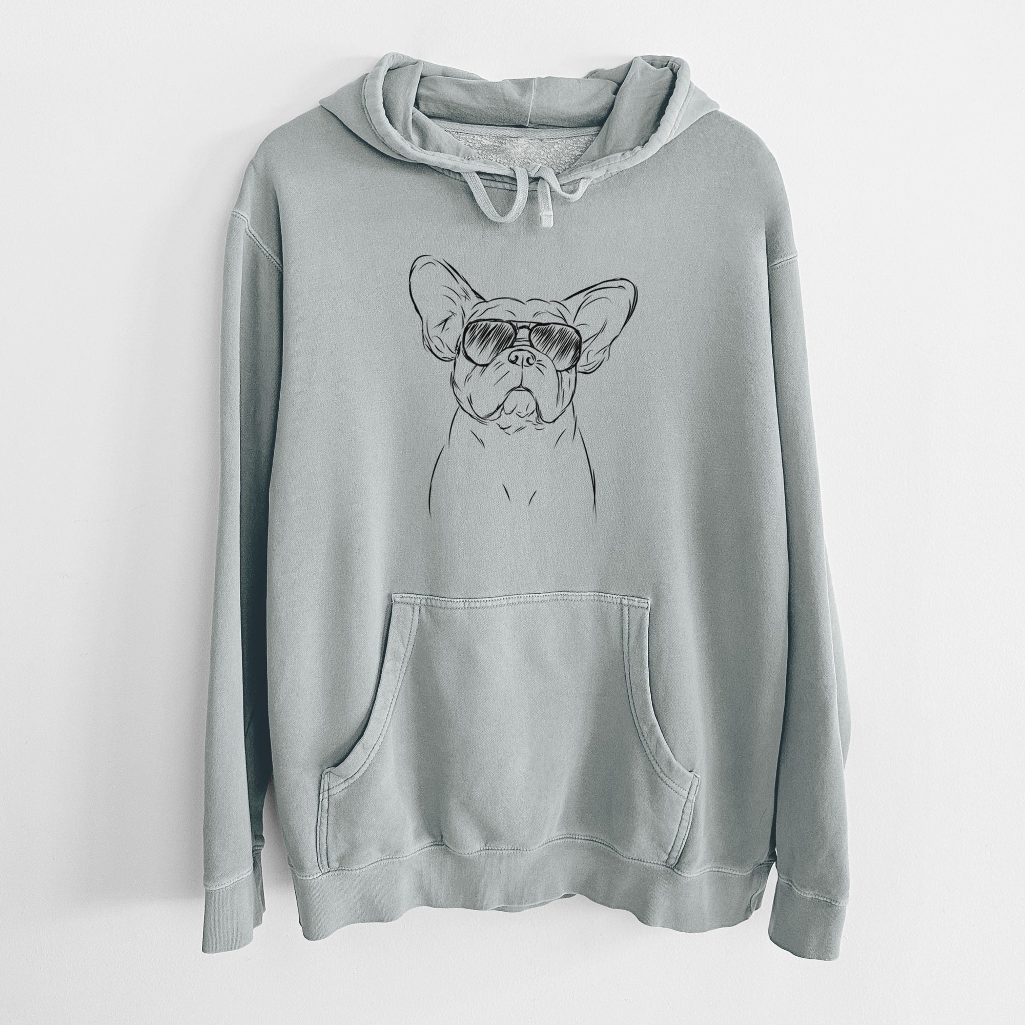 Aviator Pierre the French Bulldog - Unisex Pigment Dyed Hoodie