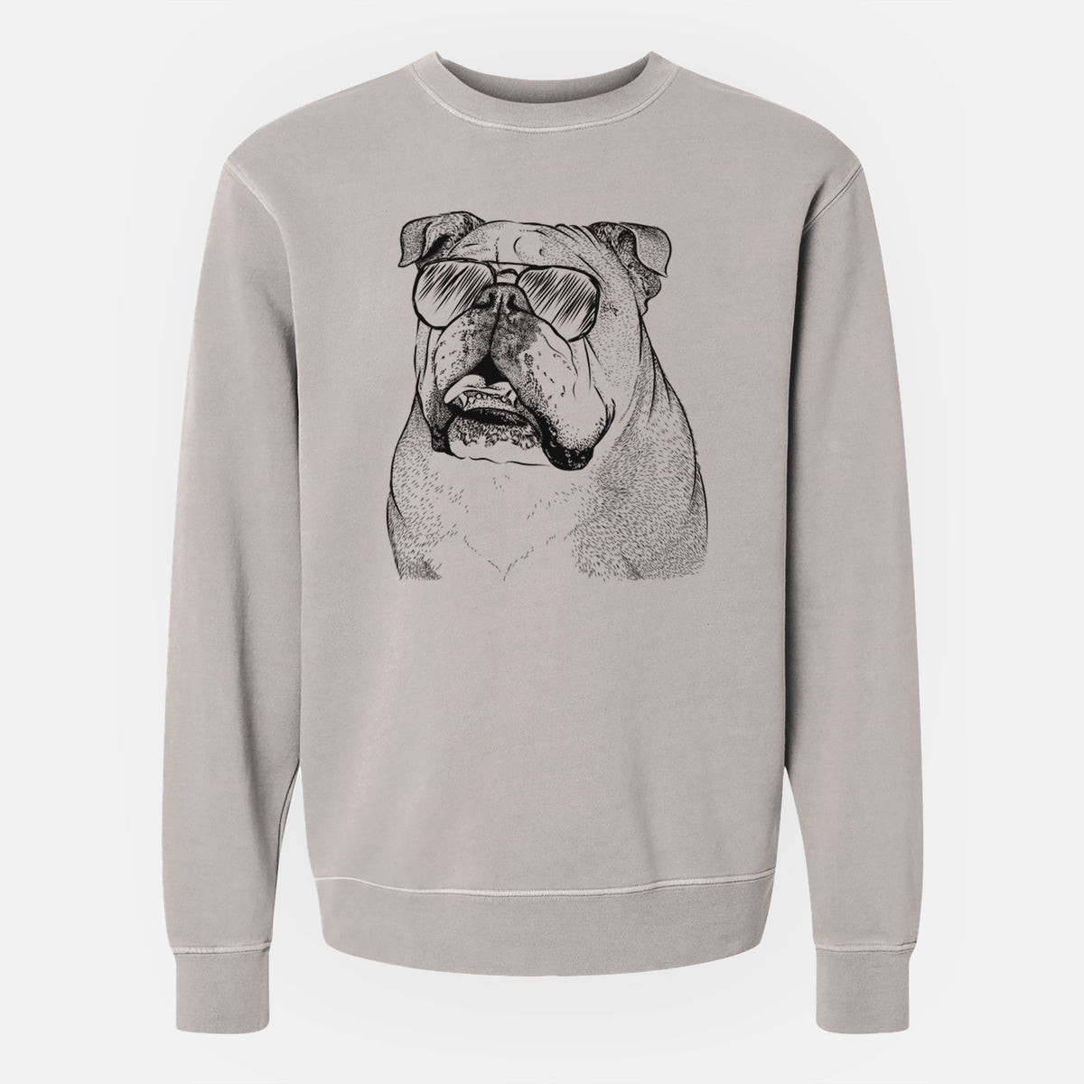 Aviator Piggy the English Bulldog - Unisex Pigment Dyed Crew Sweatshirt