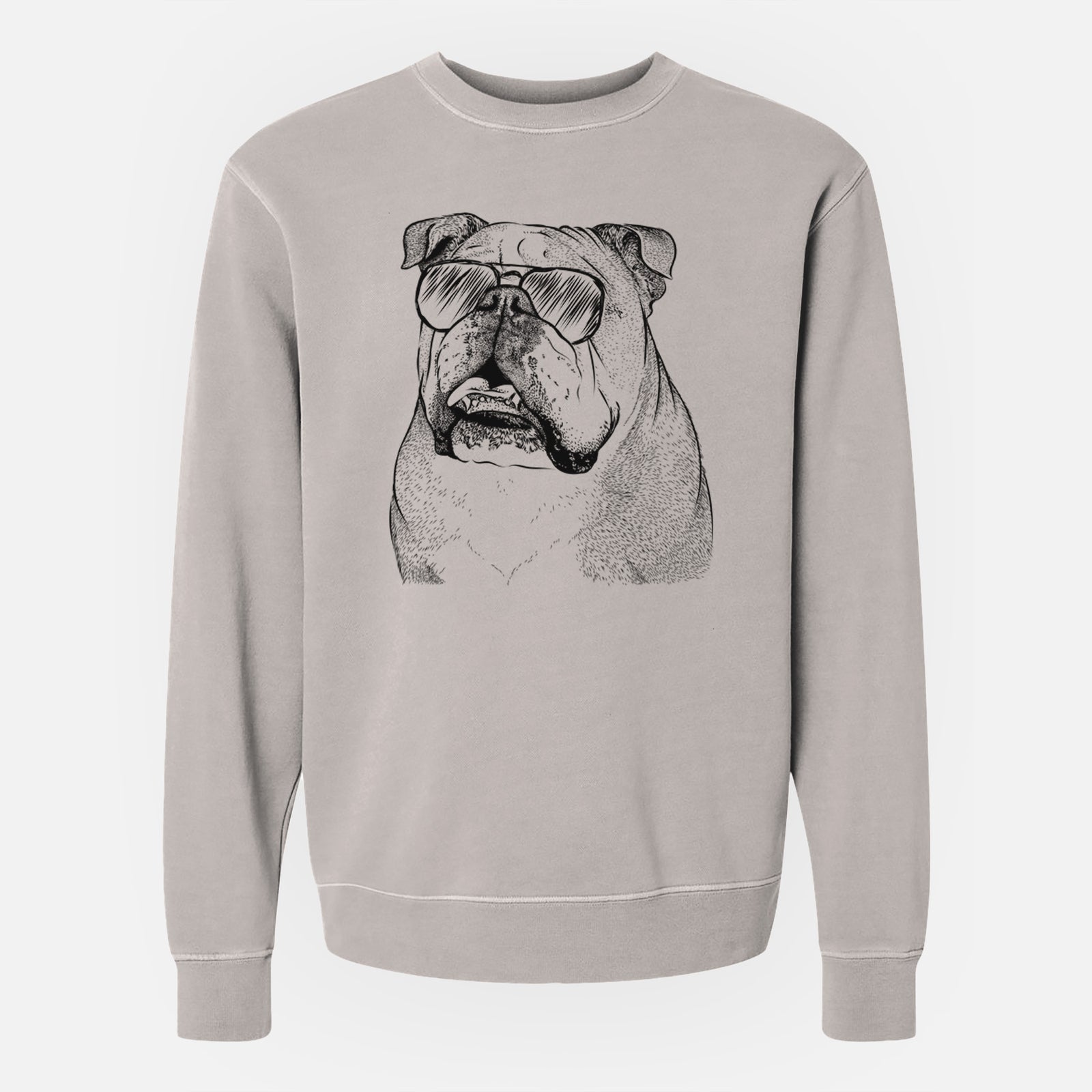 Aviator Piggy the English Bulldog - Unisex Pigment Dyed Crew Sweatshirt