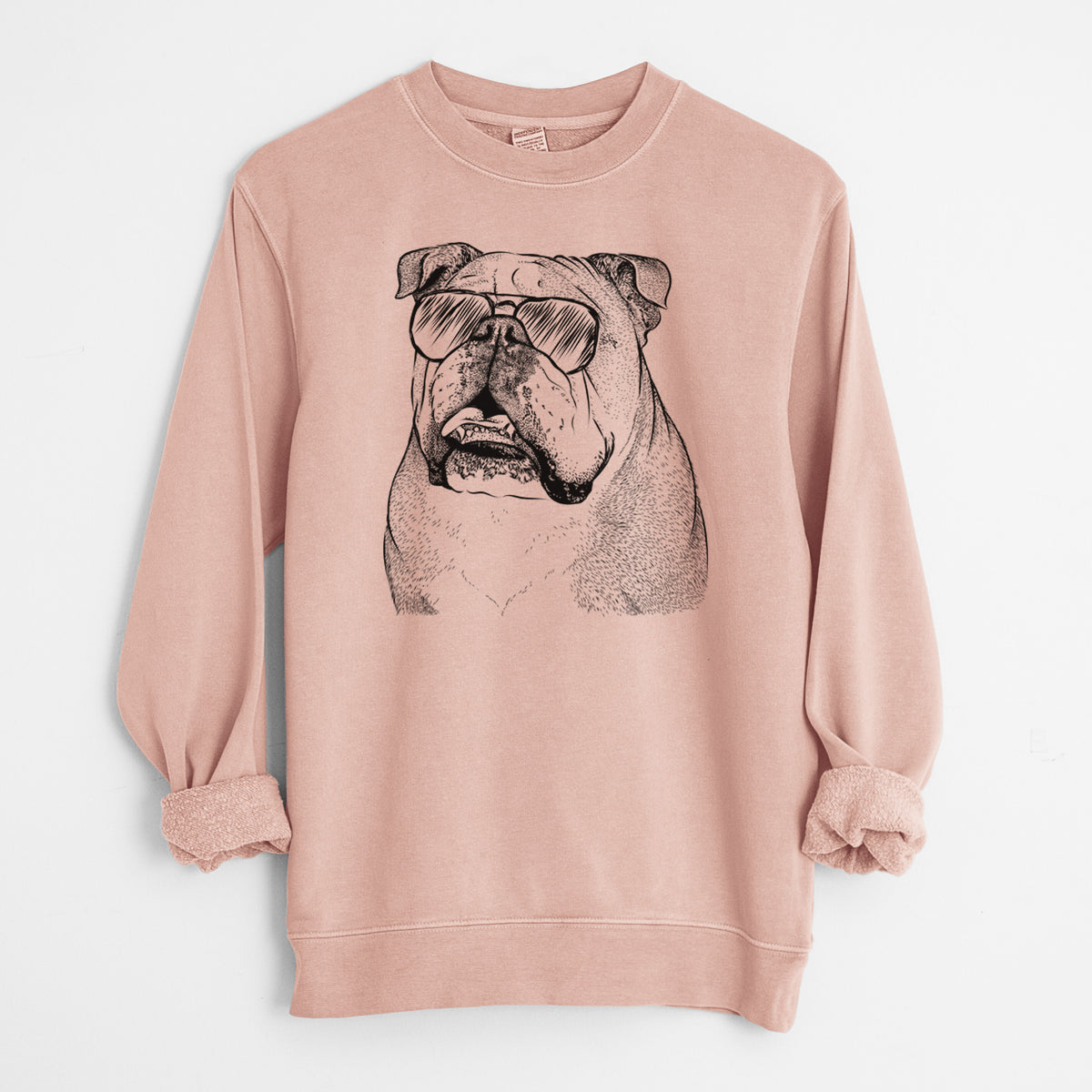 Aviator Piggy the English Bulldog - Unisex Pigment Dyed Crew Sweatshirt