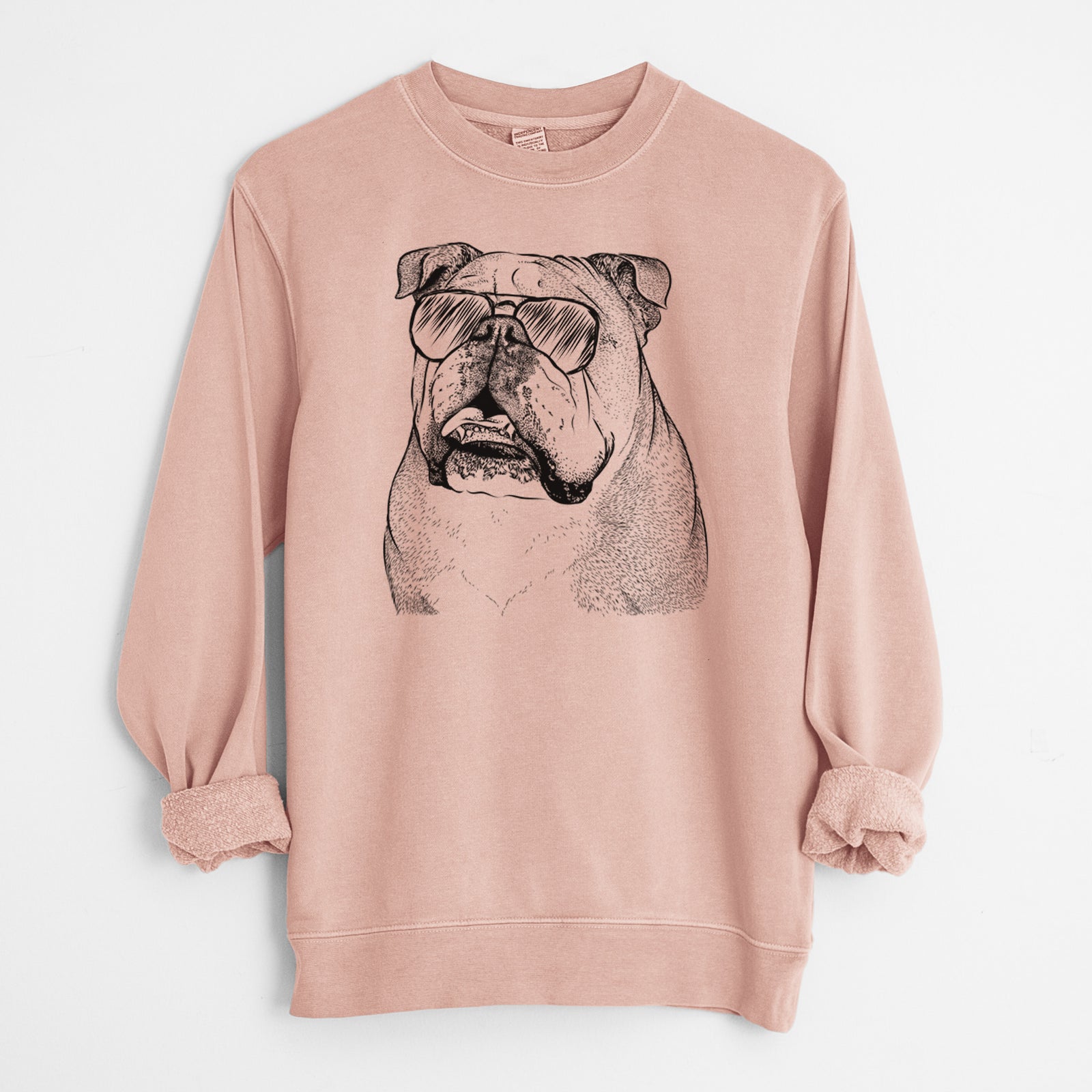 Aviator Piggy the English Bulldog - Unisex Pigment Dyed Crew Sweatshirt