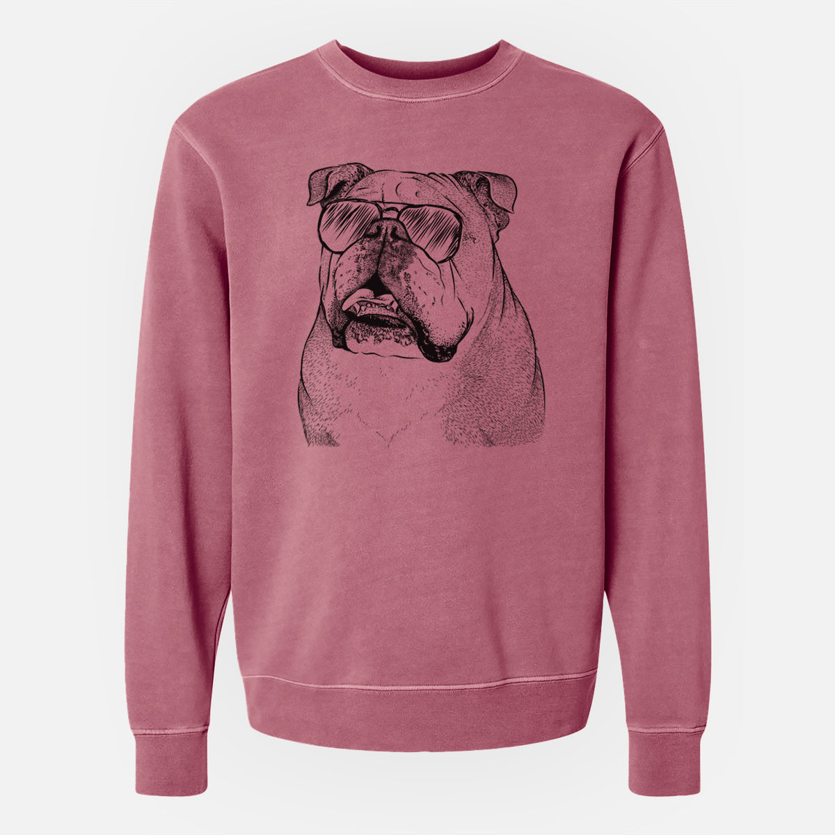 Aviator Piggy the English Bulldog - Unisex Pigment Dyed Crew Sweatshirt