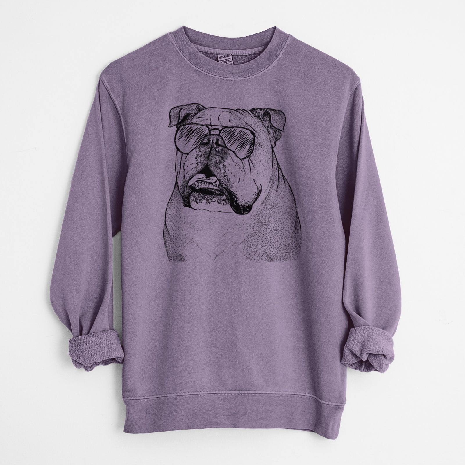 Aviator Piggy the English Bulldog - Unisex Pigment Dyed Crew Sweatshirt
