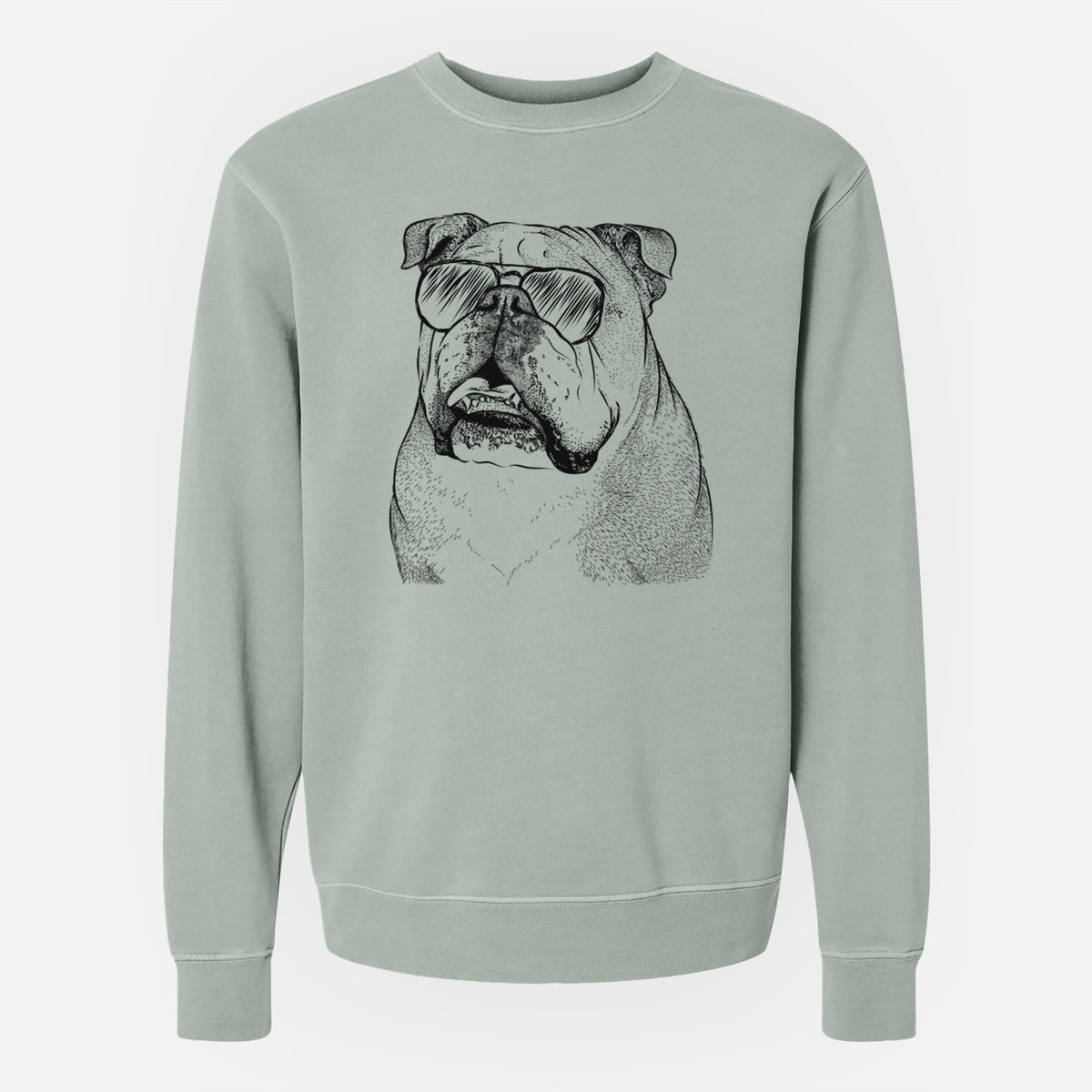 Aviator Piggy the English Bulldog - Unisex Pigment Dyed Crew Sweatshirt