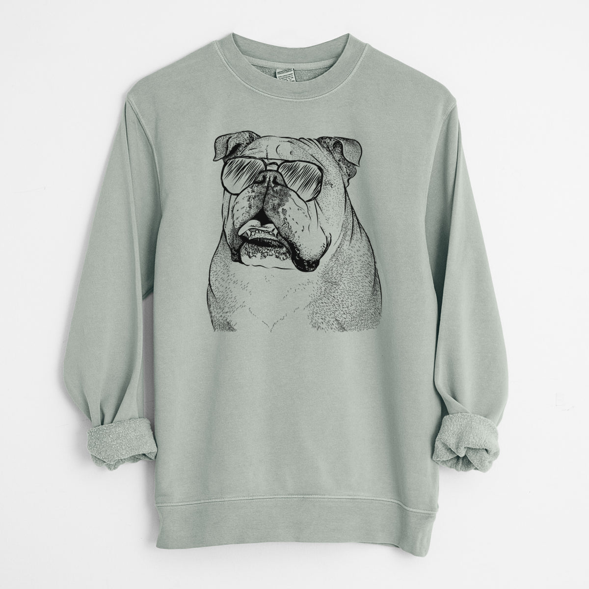 Aviator Piggy the English Bulldog - Unisex Pigment Dyed Crew Sweatshirt