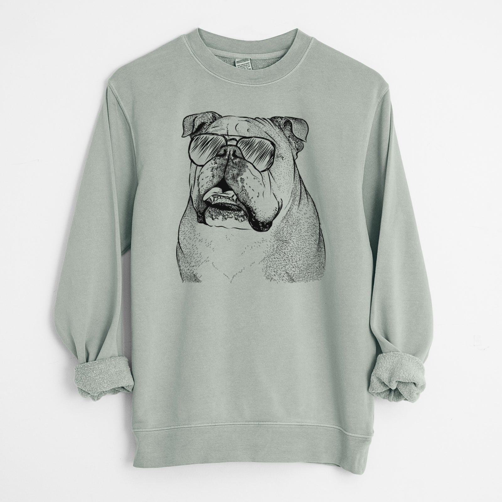Aviator Piggy the English Bulldog - Unisex Pigment Dyed Crew Sweatshirt