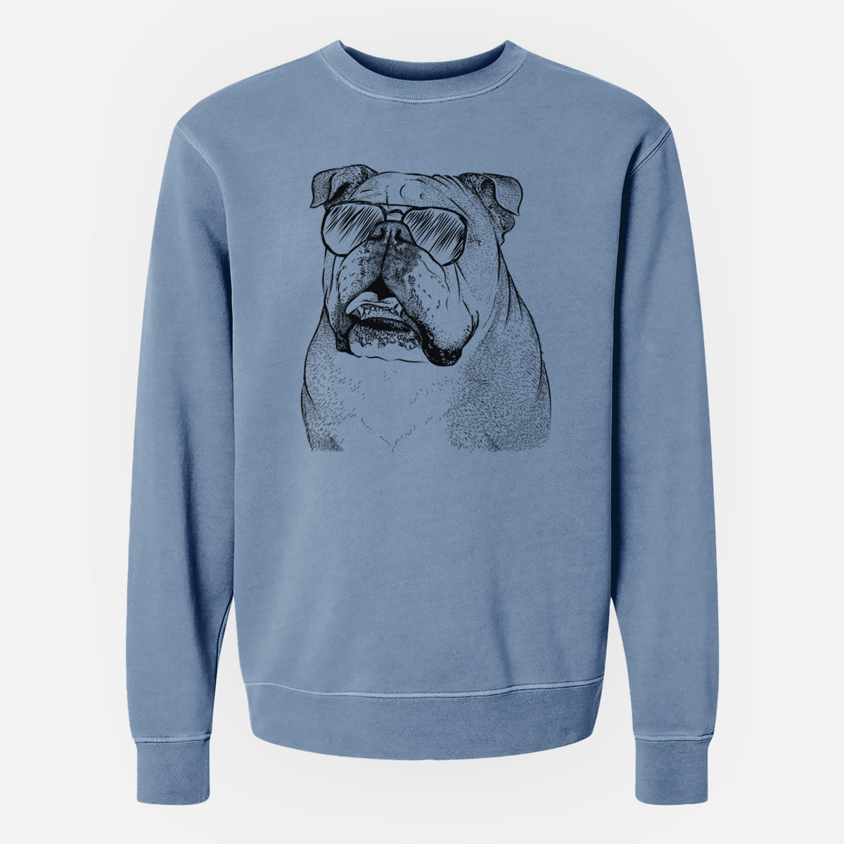 Aviator Piggy the English Bulldog - Unisex Pigment Dyed Crew Sweatshirt