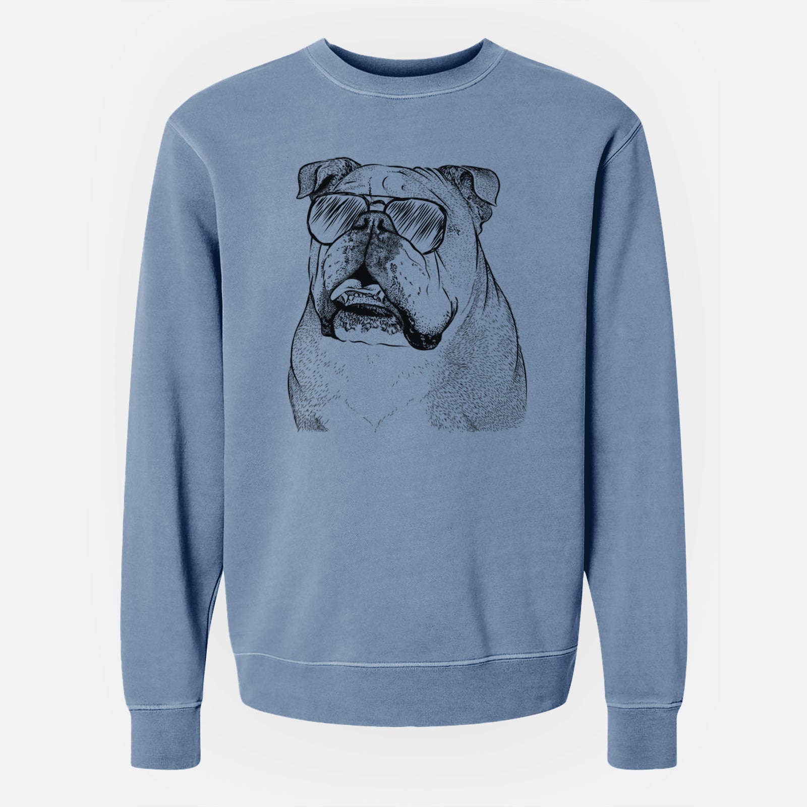 Aviator Piggy the English Bulldog - Unisex Pigment Dyed Crew Sweatshirt