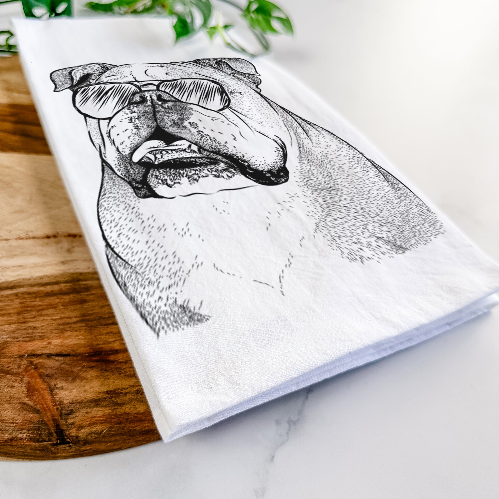 Piggy the English Bulldog Tea Towel