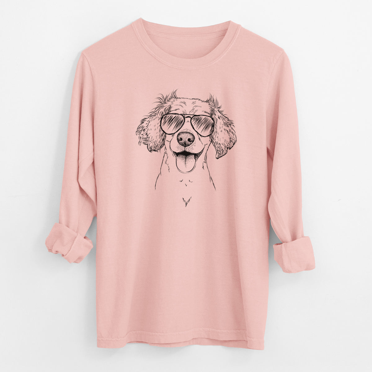 Aviator Piglet the Dachshund Mix - Men's Heavyweight 100% Cotton Long Sleeve