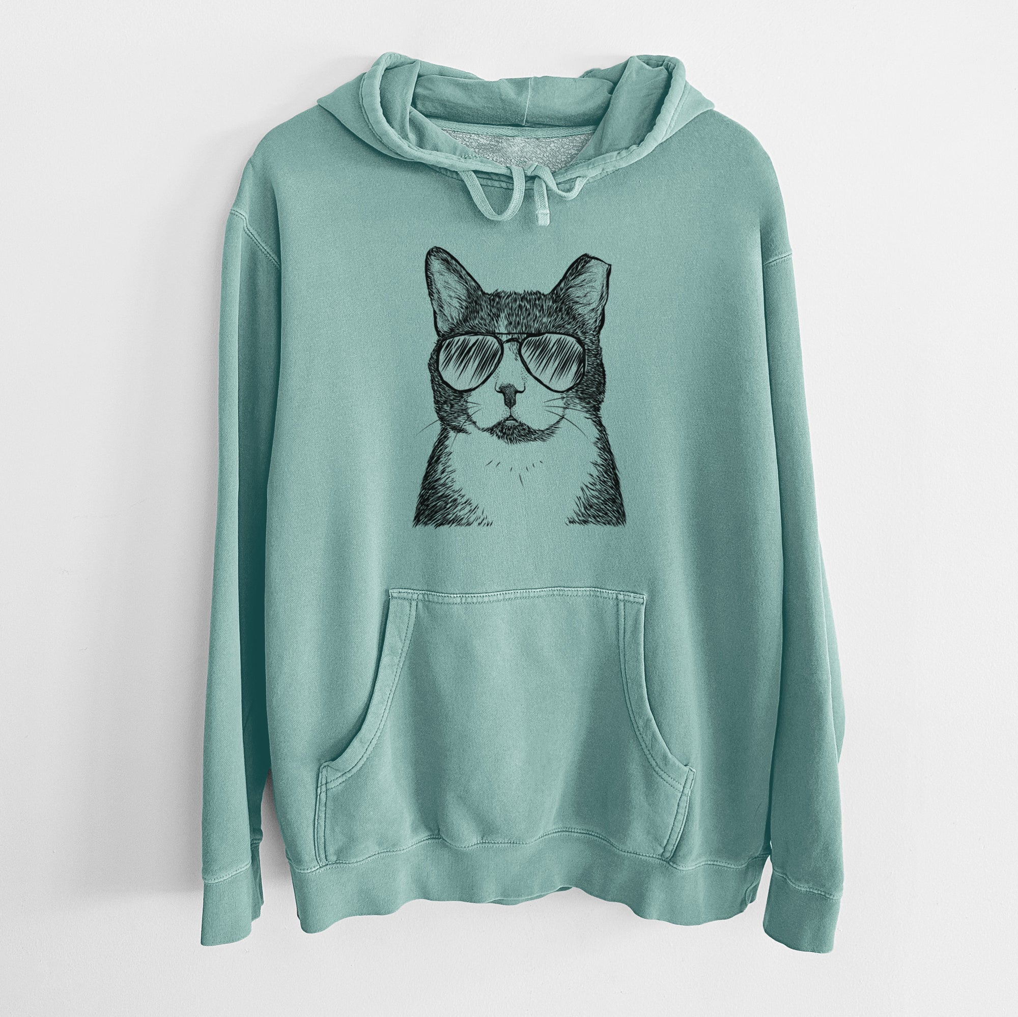 Aviator Pinky the Tuxedo Cat - Unisex Pigment Dyed Hoodie