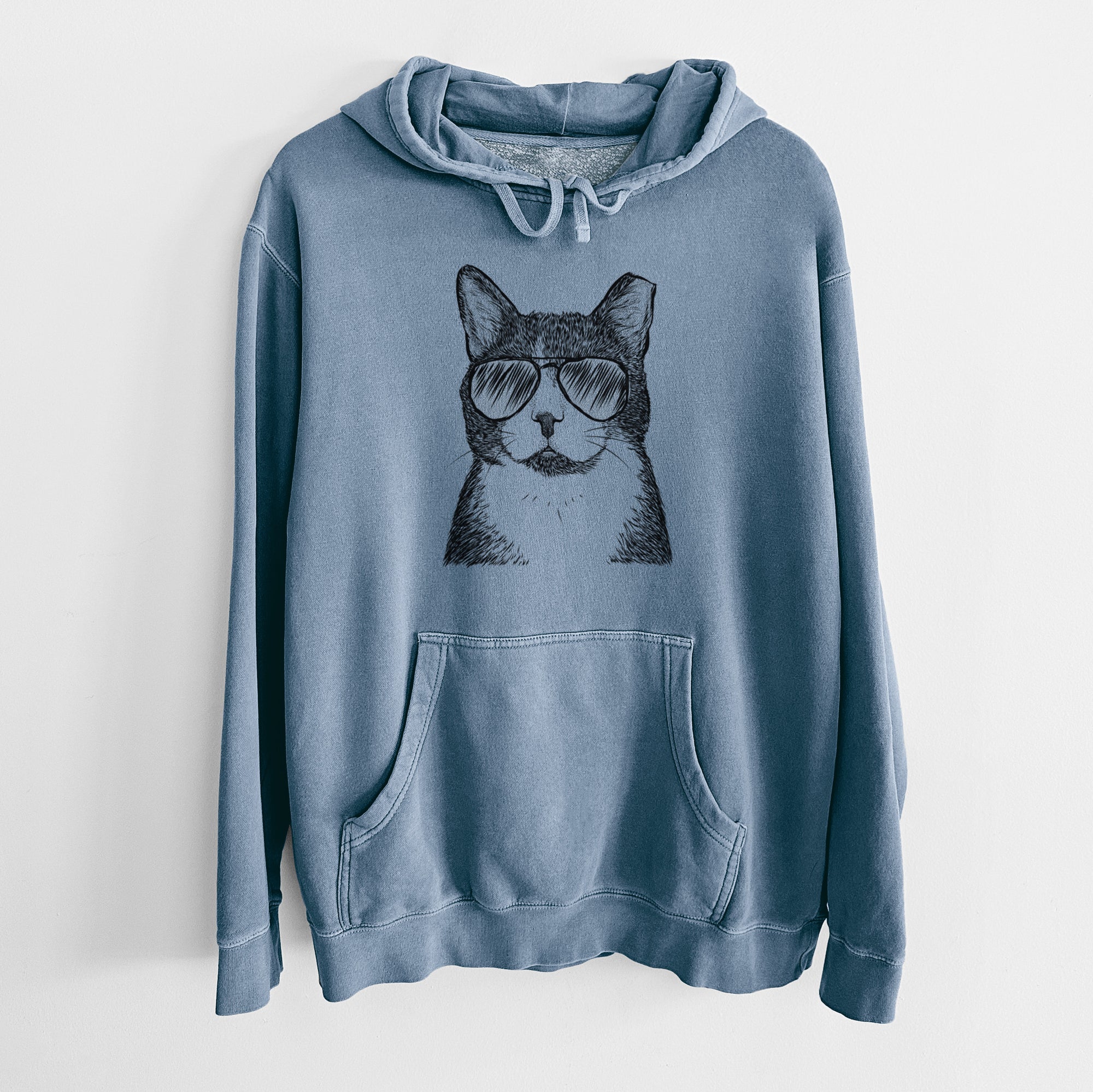 Aviator Pinky the Tuxedo Cat - Unisex Pigment Dyed Hoodie