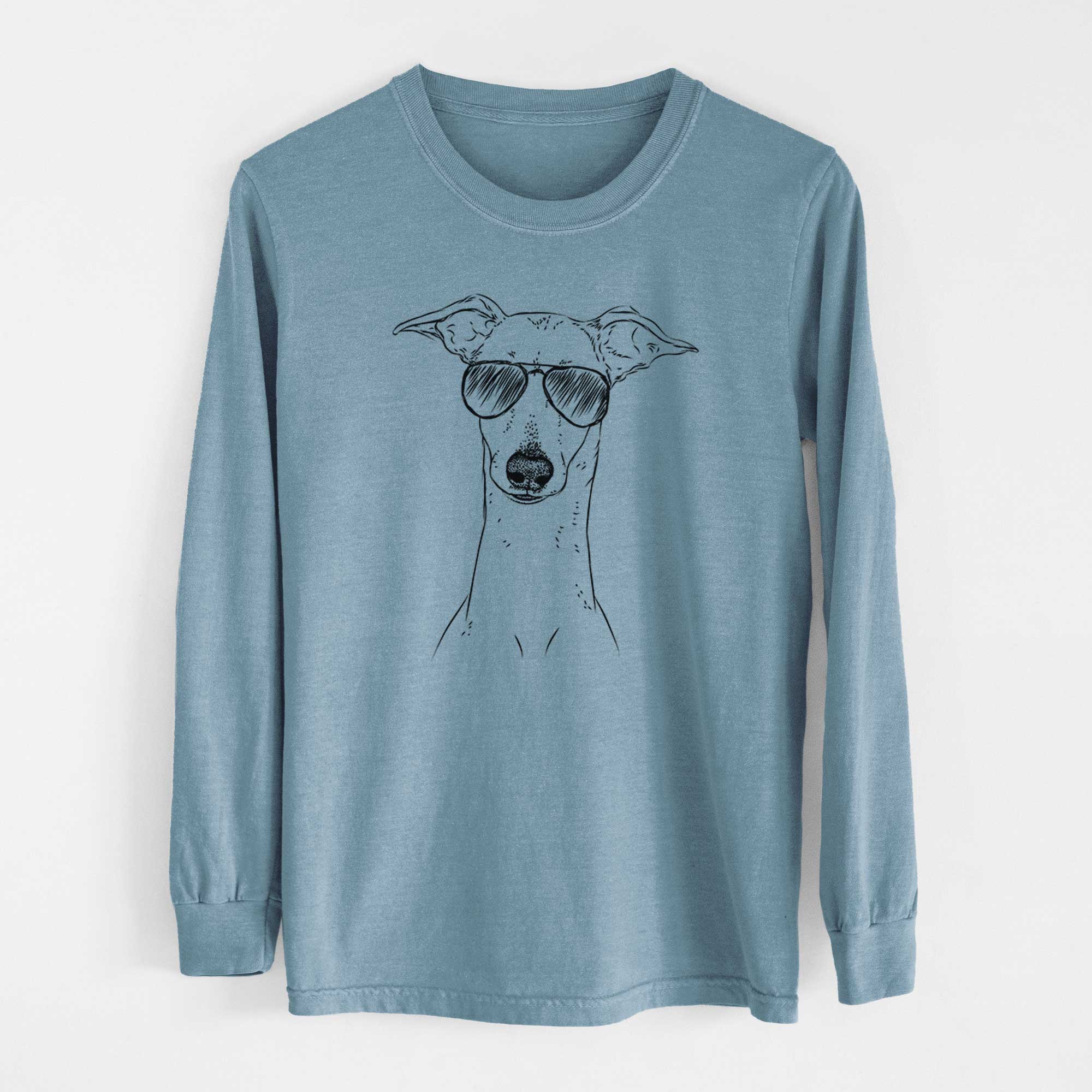 Aviator Pip the Italian Greyhound - Men's Heavyweight 100% Cotton Long Sleeve