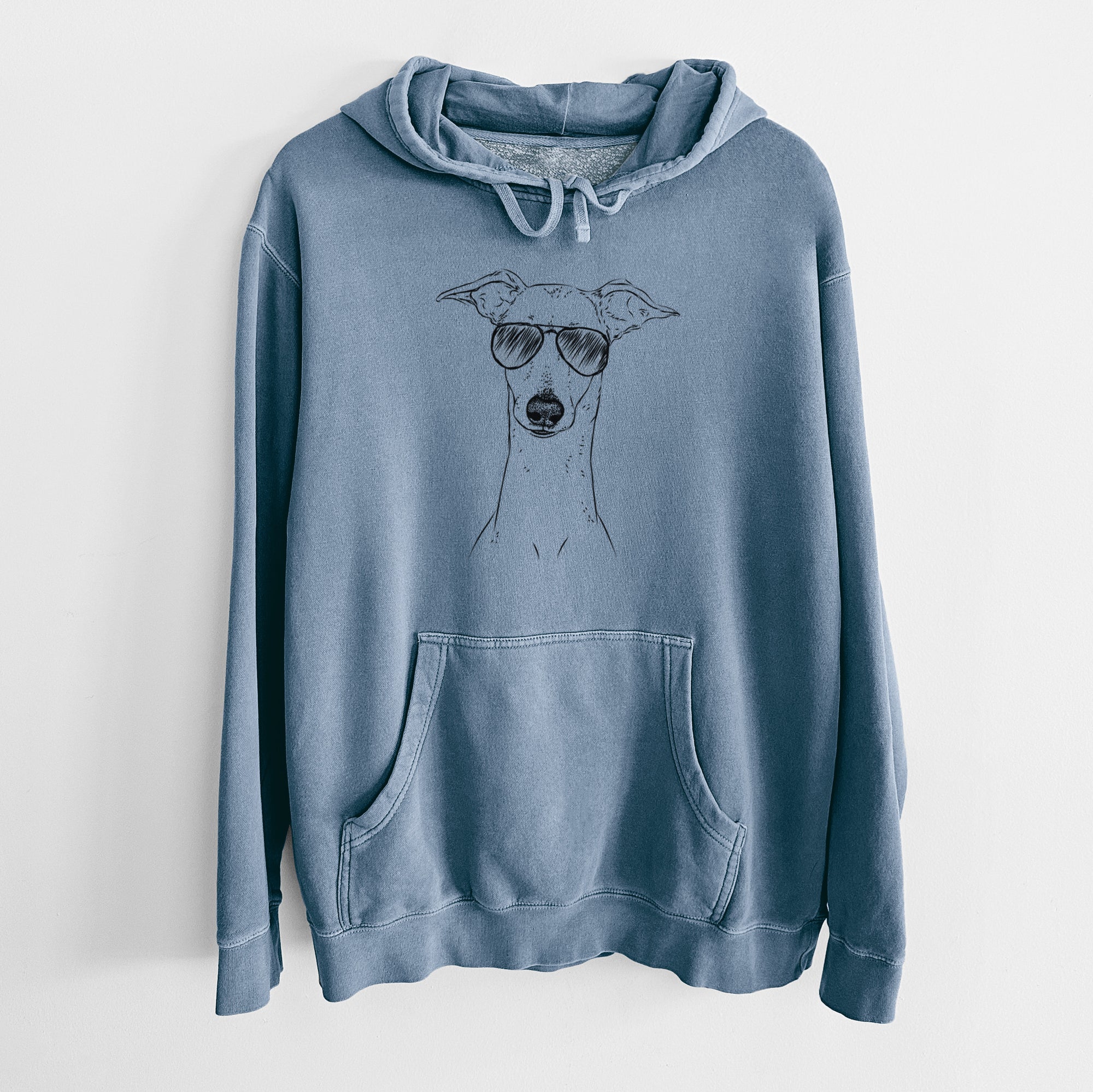 Aviator Pip the Italian Greyhound - Unisex Pigment Dyed Hoodie