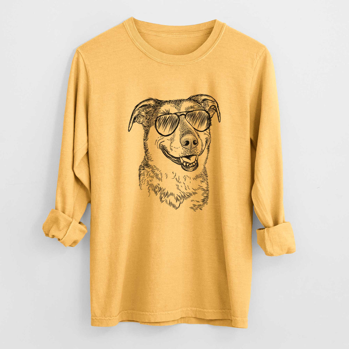 Aviator Pippin the Shepherd Mix - Men's Heavyweight 100% Cotton Long Sleeve