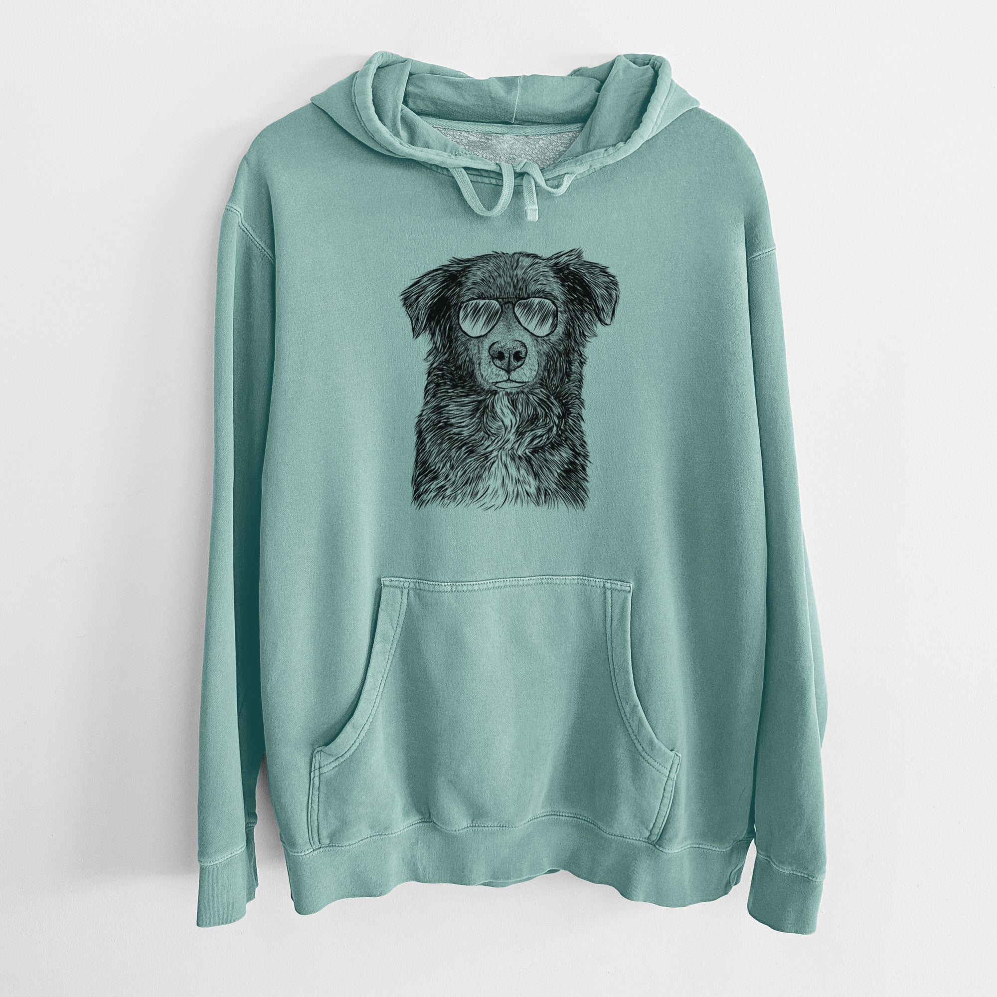 Aviator Pixel the Australian Shepherd - Unisex Pigment Dyed Hoodie