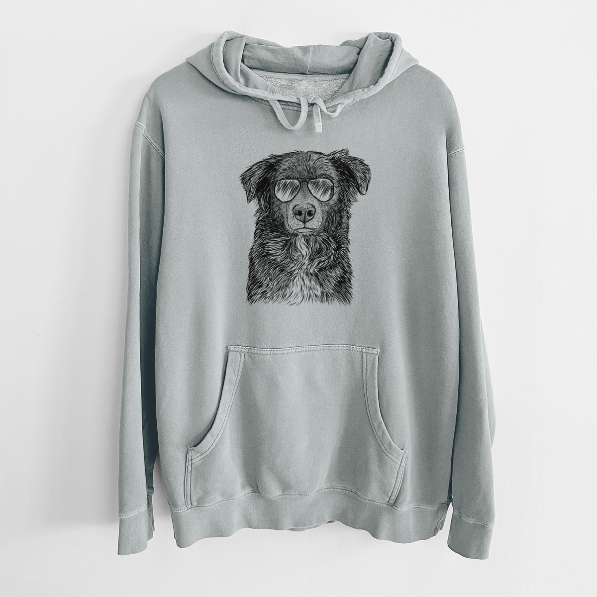 Aviator Pixel the Australian Shepherd - Unisex Pigment Dyed Hoodie