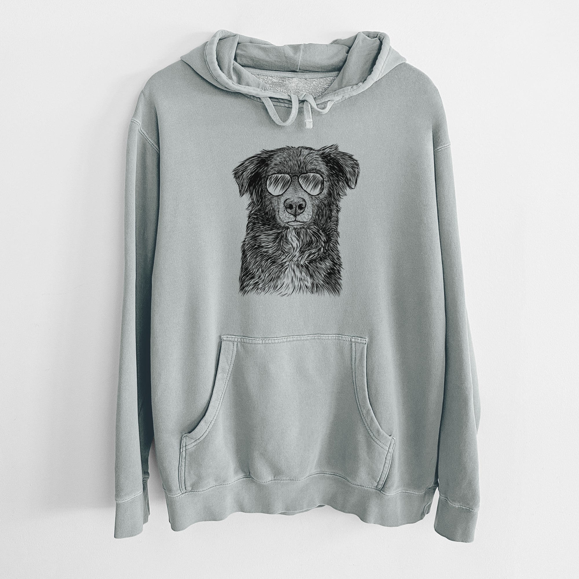 Aviator Pixel the Australian Shepherd - Unisex Pigment Dyed Hoodie