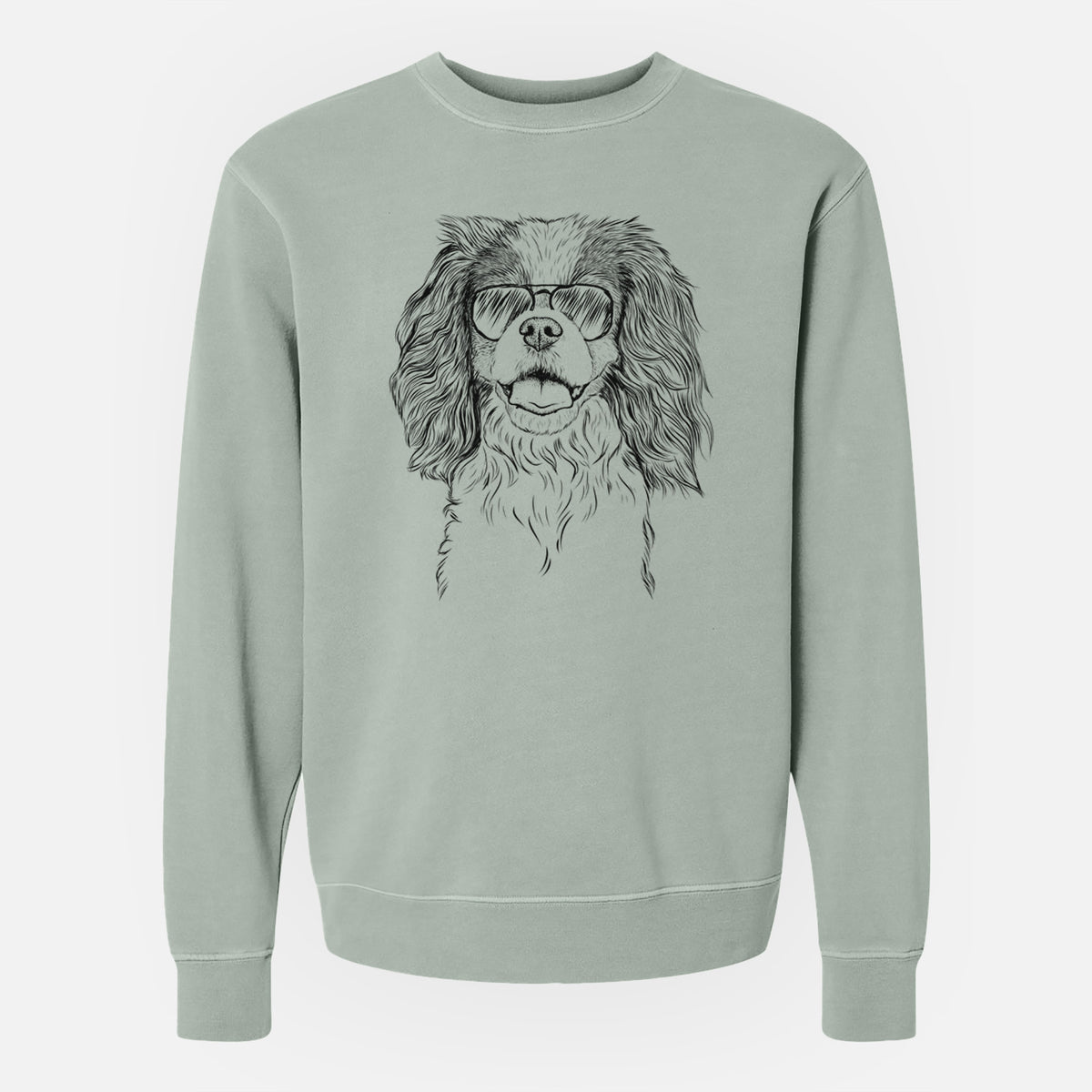 Aviator Poppy the Cavalier King Charles Spaniel - Unisex Pigment Dyed Crew Sweatshirt