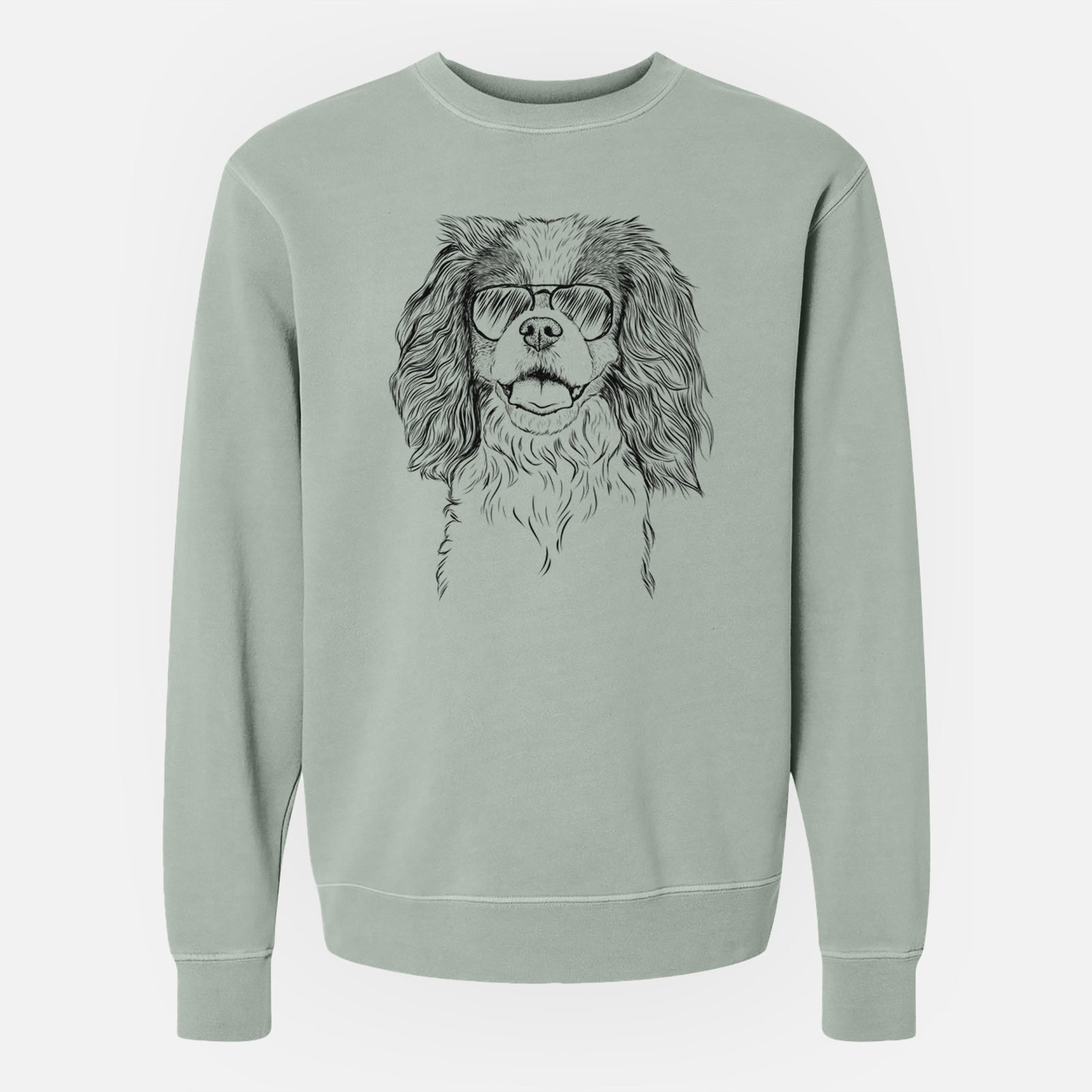 Aviator Poppy the Cavalier King Charles Spaniel - Unisex Pigment Dyed Crew Sweatshirt
