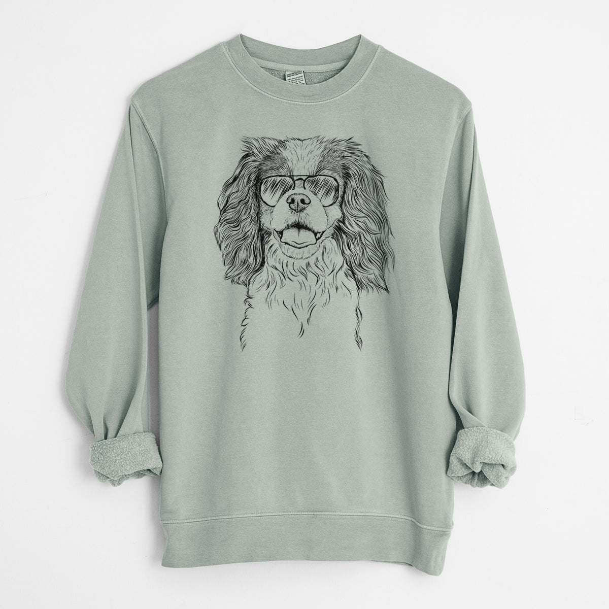 Aviator Poppy the Cavalier King Charles Spaniel - Unisex Pigment Dyed Crew Sweatshirt
