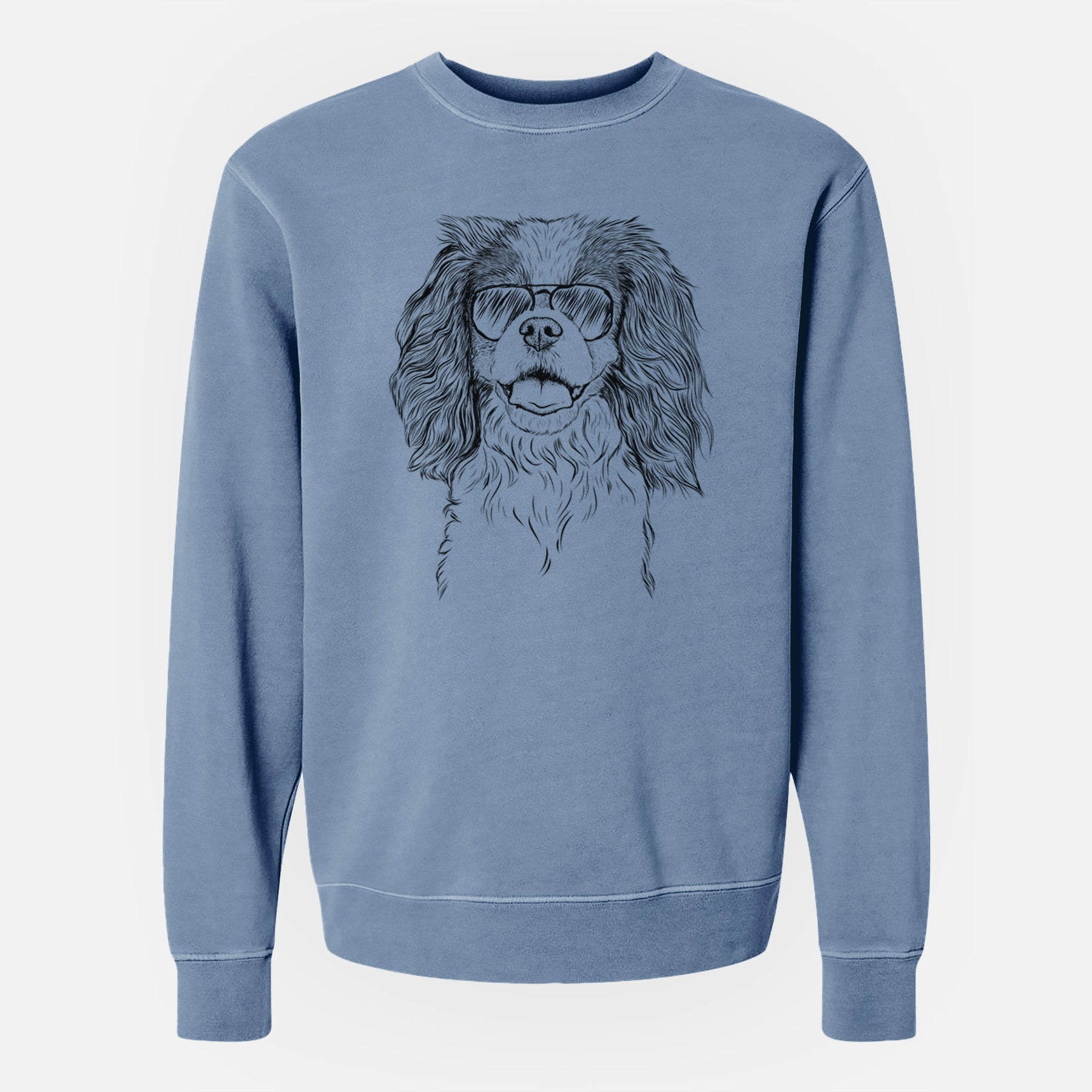Aviator Poppy the Cavalier King Charles Spaniel - Unisex Pigment Dyed Crew Sweatshirt