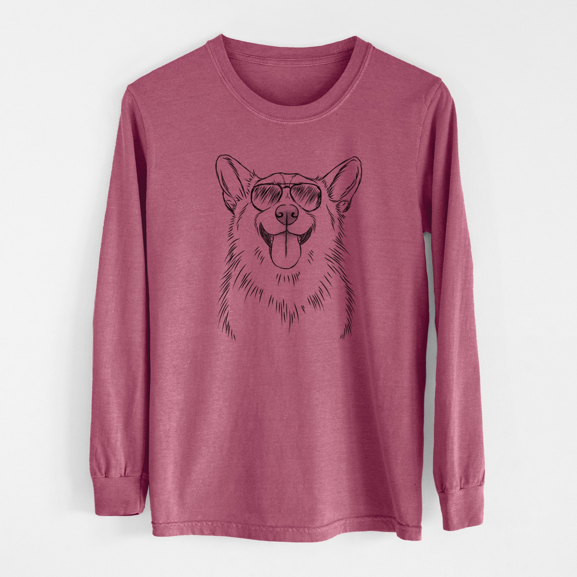 Aviator Porter the Pembroke Welsh Corgi - Men's Heavyweight 100% Cotton Long Sleeve