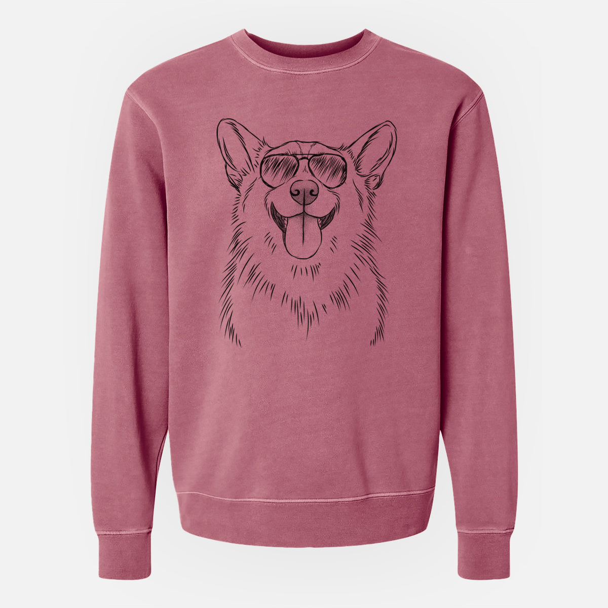 Aviator Porter the Pembroke Welsh Corgi - Unisex Pigment Dyed Crew Sweatshirt