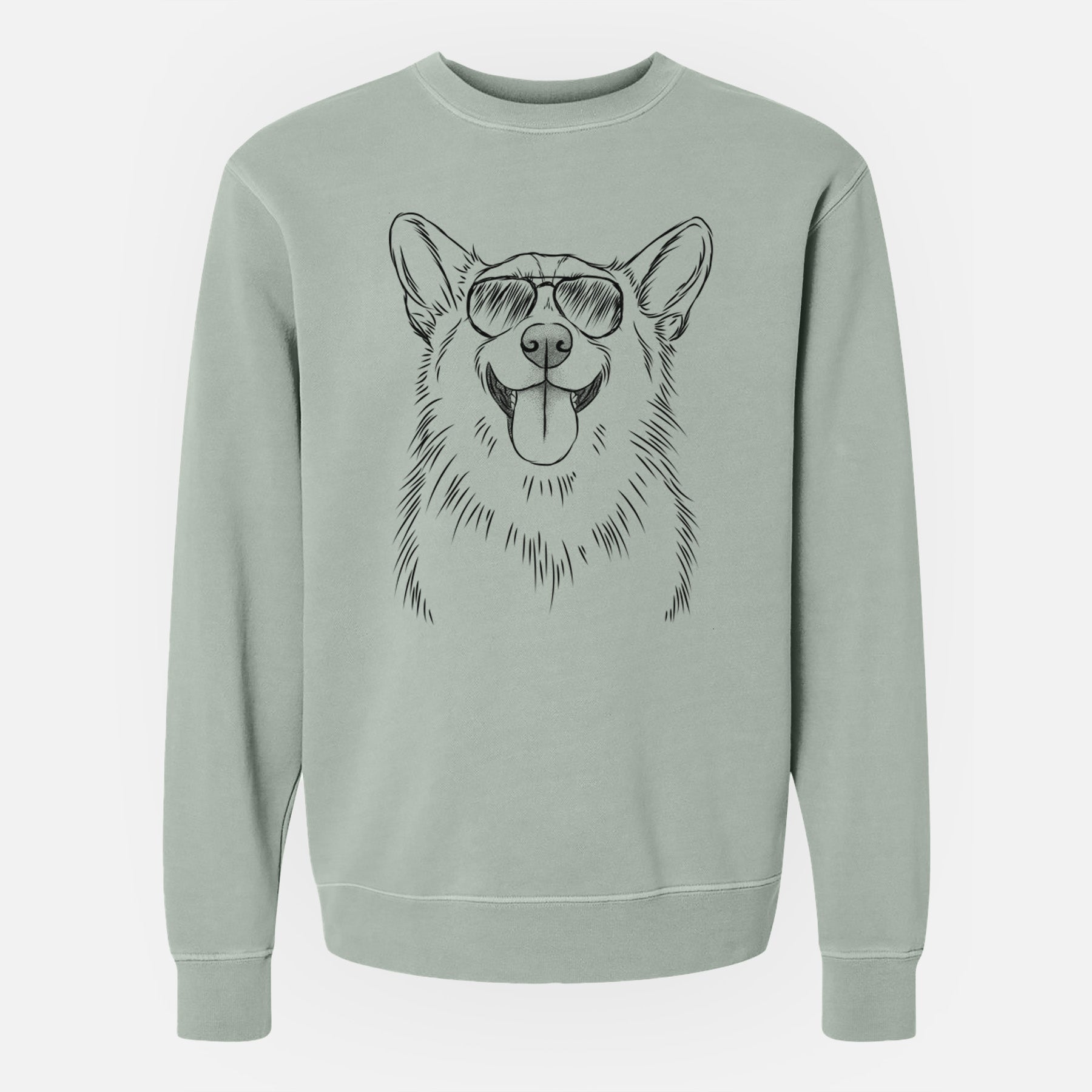 Aviator Porter the Pembroke Welsh Corgi - Unisex Pigment Dyed Crew Sweatshirt