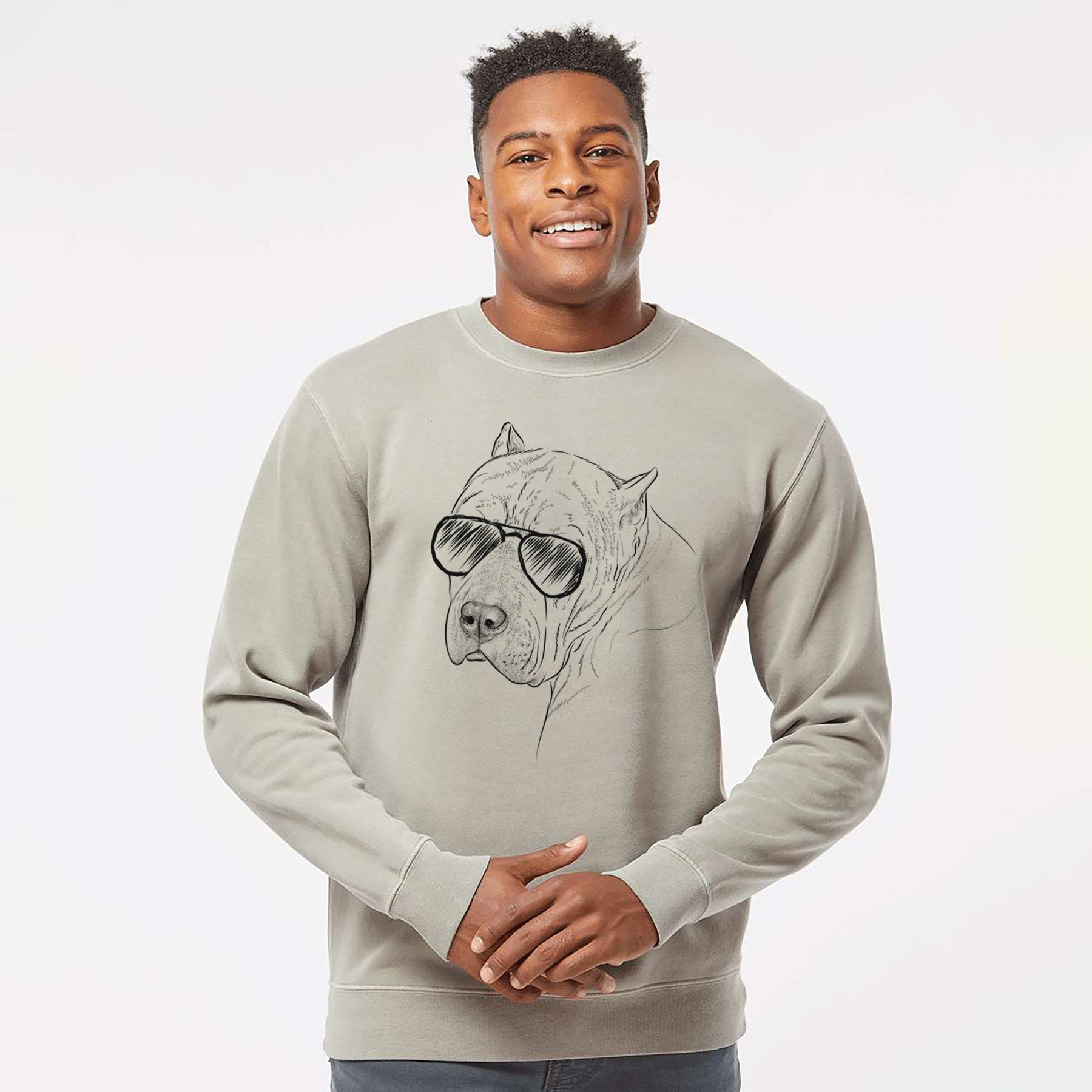 Aviator Precious the Staffordshire Terrier - Unisex Pigment Dyed Crew Sweatshirt