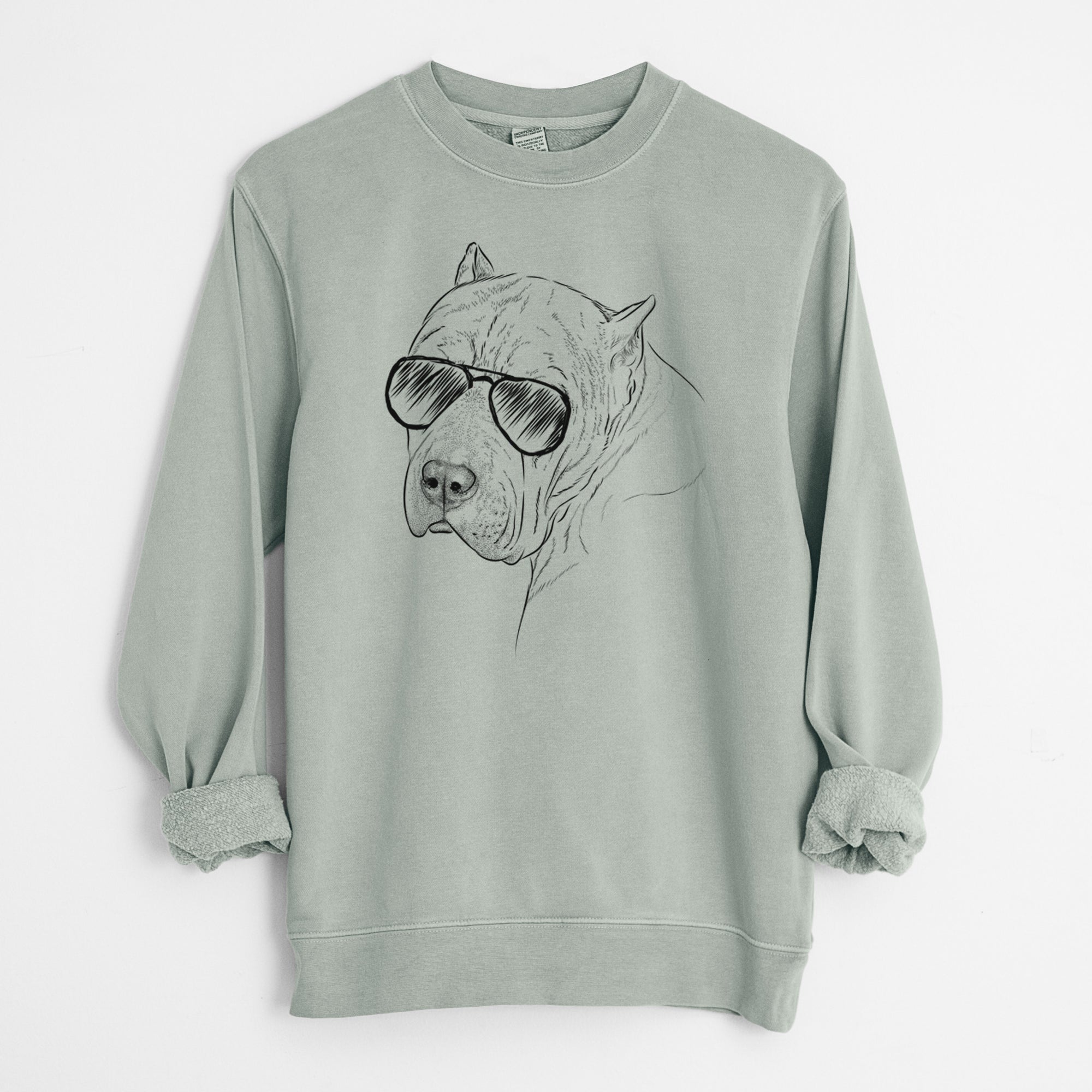 Aviator Precious the Staffordshire Terrier - Unisex Pigment Dyed Crew Sweatshirt