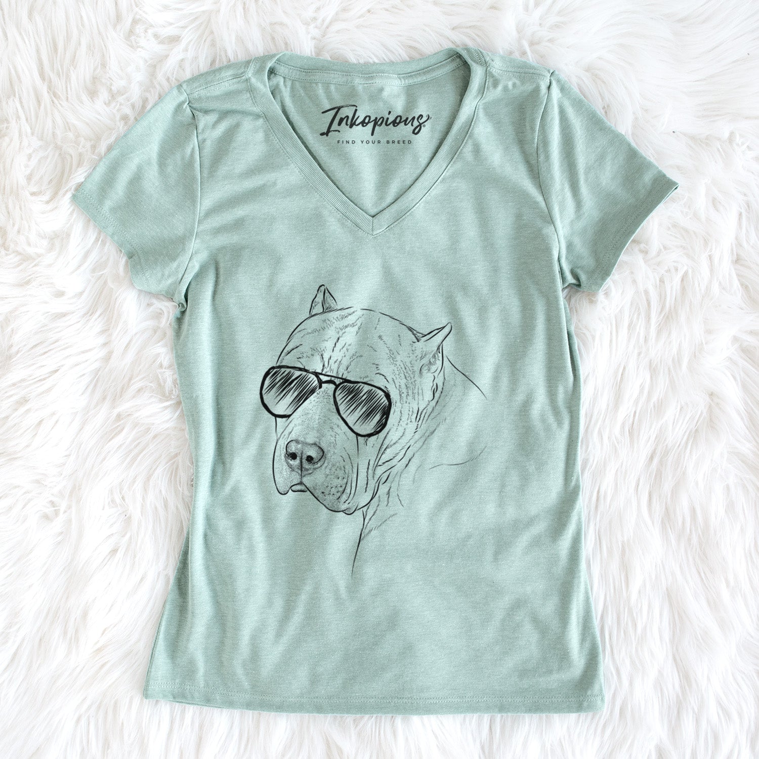 Aviator Precious the Staffordshire Terrier - Women's V-neck Shirt