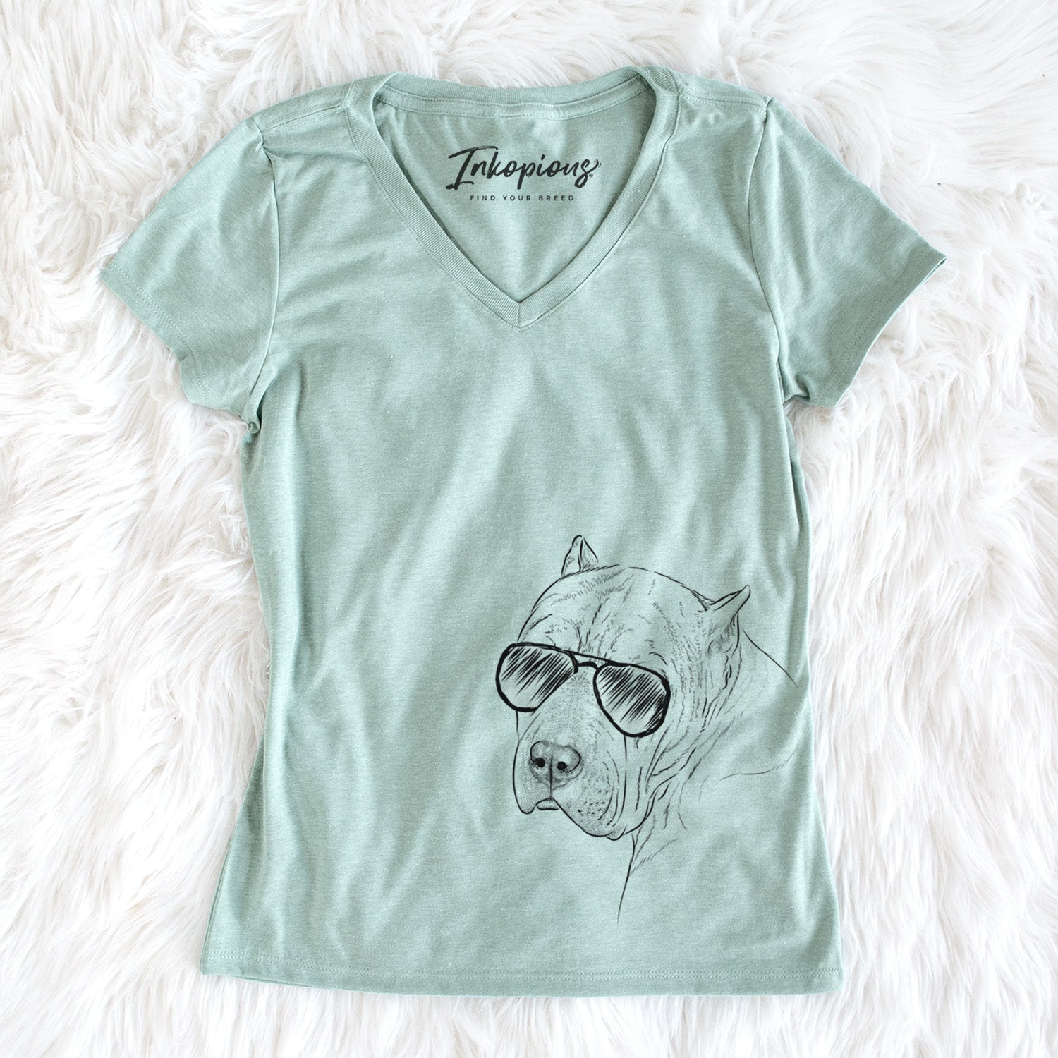 Aviator Precious the Staffordshire Terrier - Women's V-neck Shirt