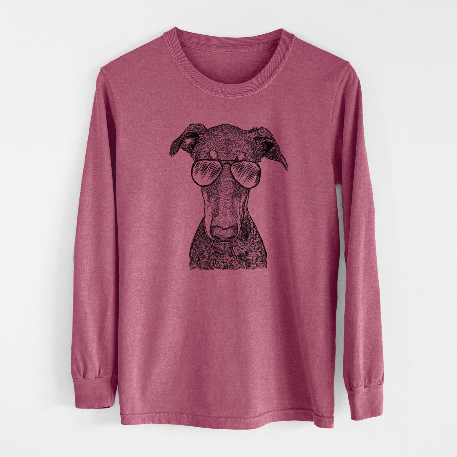 Aviator Princess Fiona the Doberman Pinscher - Men's Heavyweight 100% Cotton Long Sleeve