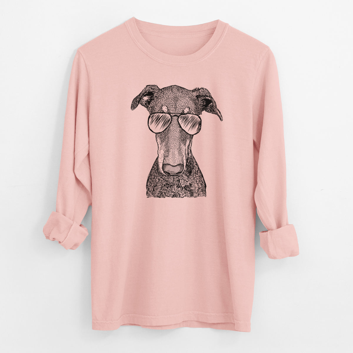 Aviator Princess Fiona the Doberman Pinscher - Men's Heavyweight 100% Cotton Long Sleeve