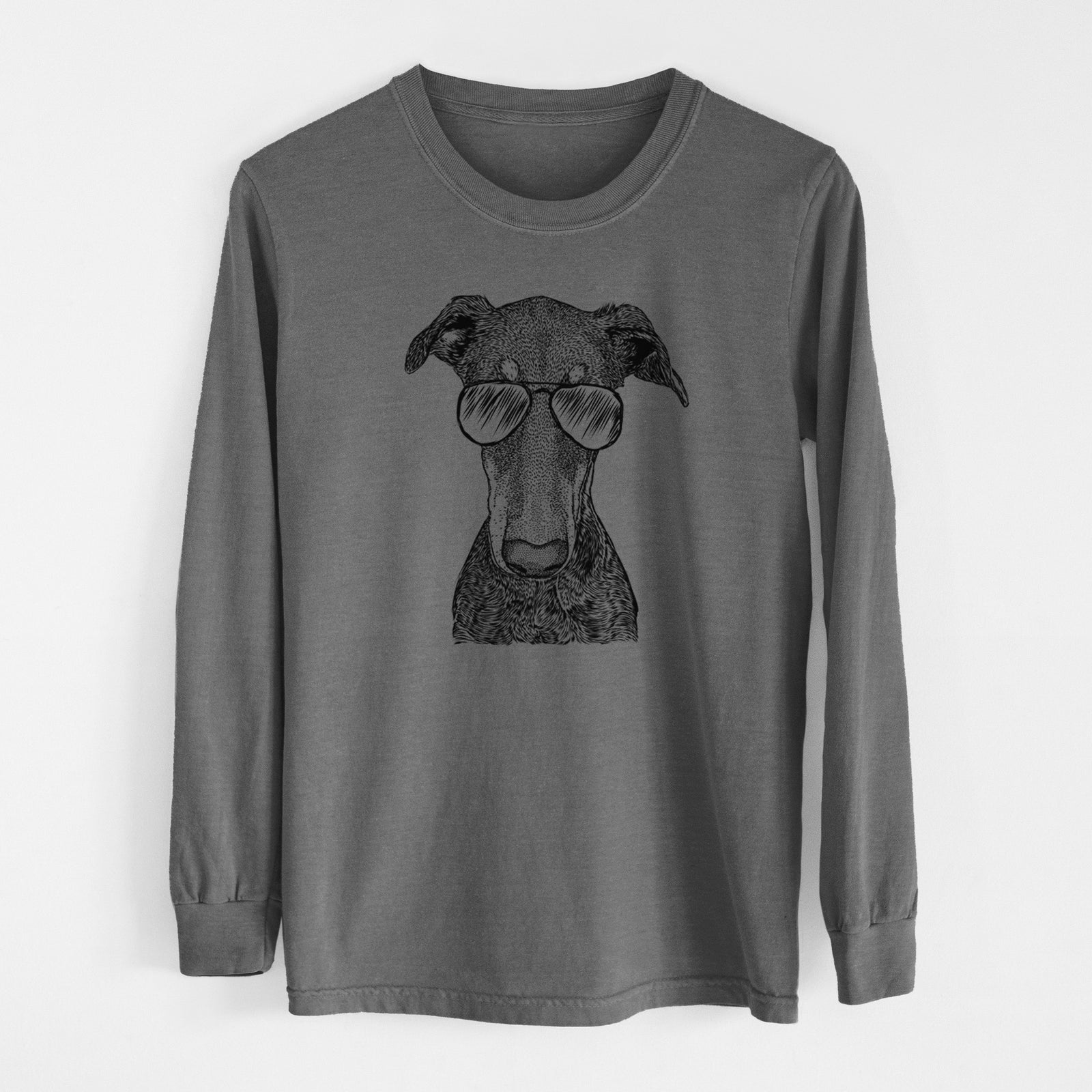Aviator Princess Fiona the Doberman Pinscher - Men's Heavyweight 100% Cotton Long Sleeve