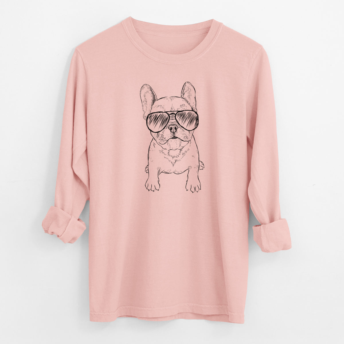 Aviator Puppy Pierre the French Bulldog - Men's Heavyweight 100% Cotton Long Sleeve